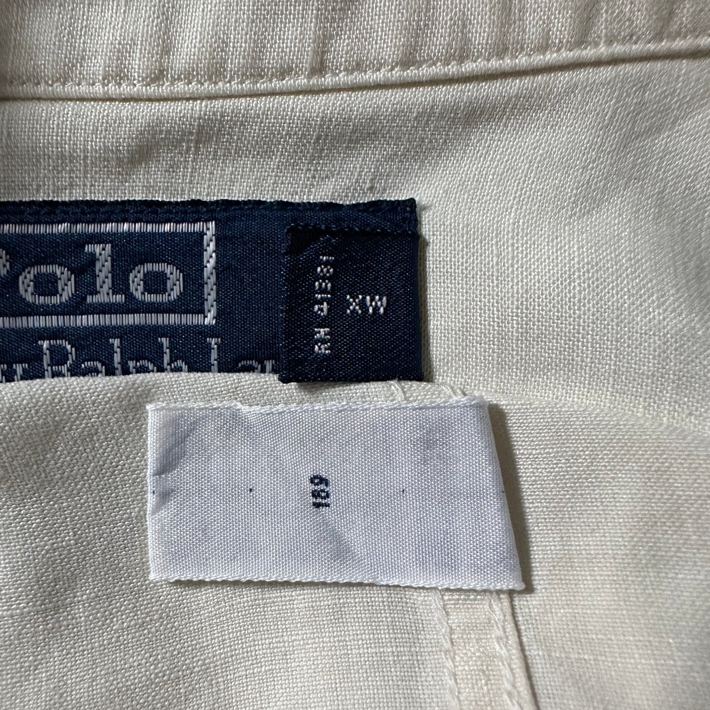 Polo by Ralph Lauren Beach Camp Linen Silk Ivory Short Sleeve Shirt – L