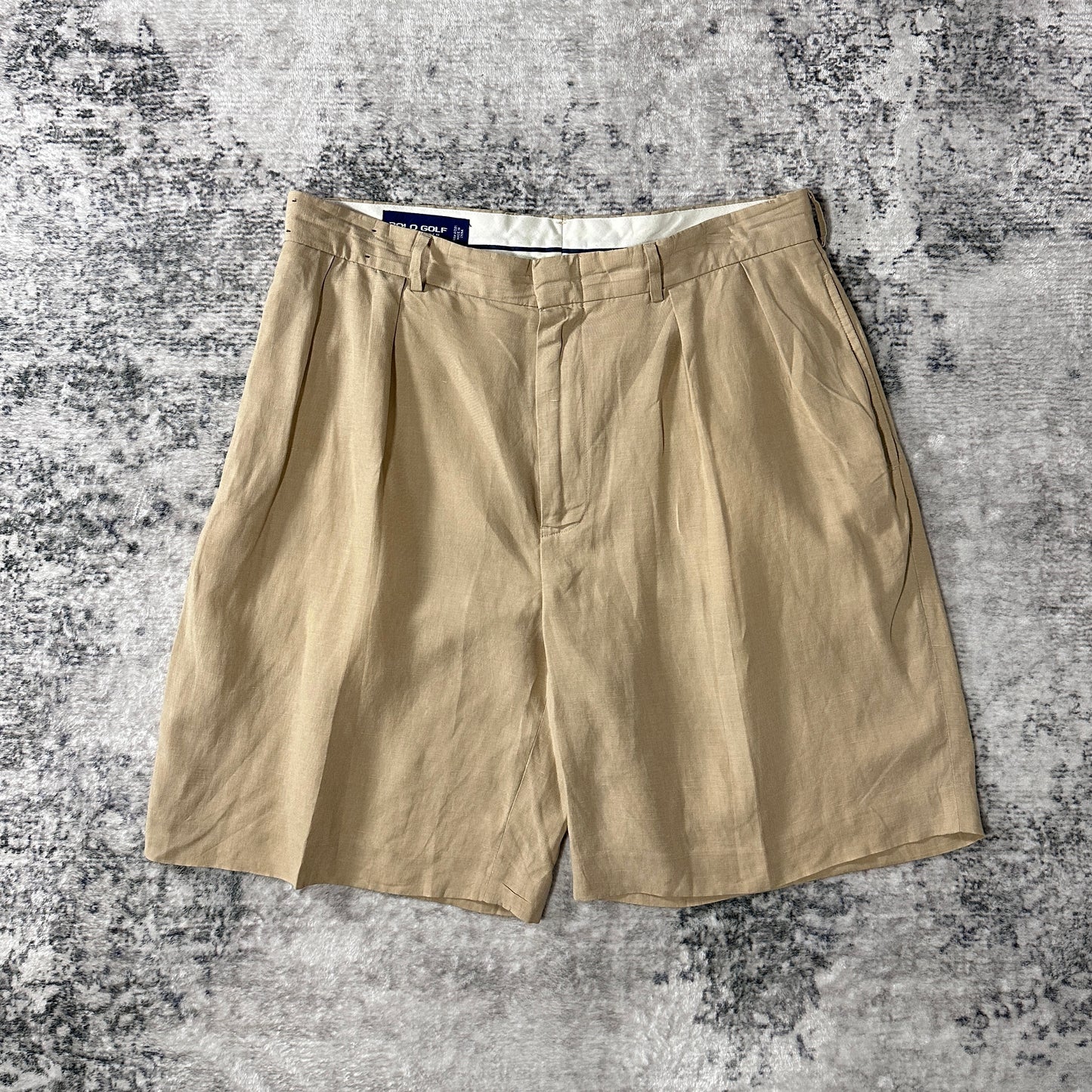 Ralph Lauren Beige Linen Silk Pleated Shorts Size 34　POLO GOLF