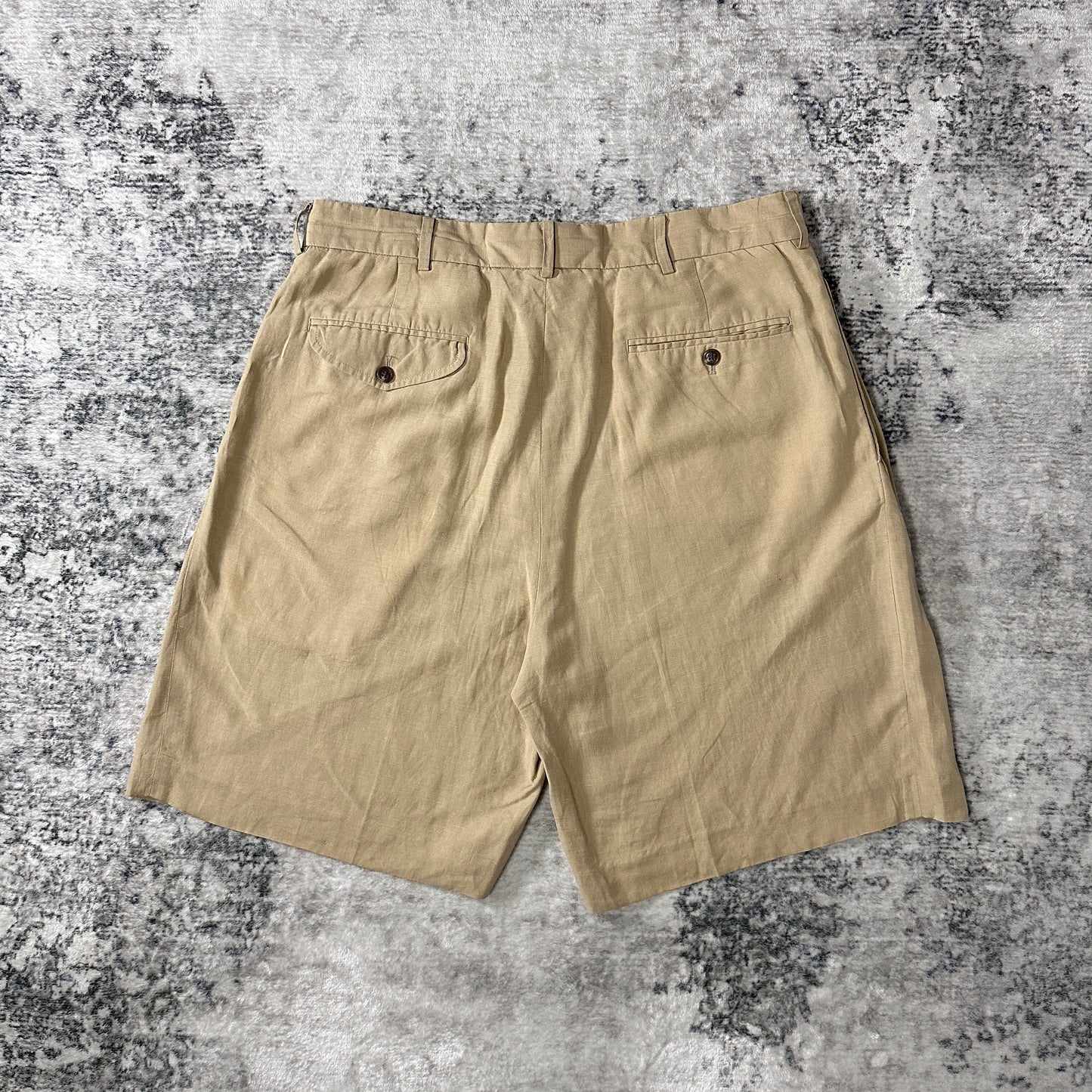 Ralph Lauren Beige Linen Silk Pleated Shorts Size 34　POLO GOLF