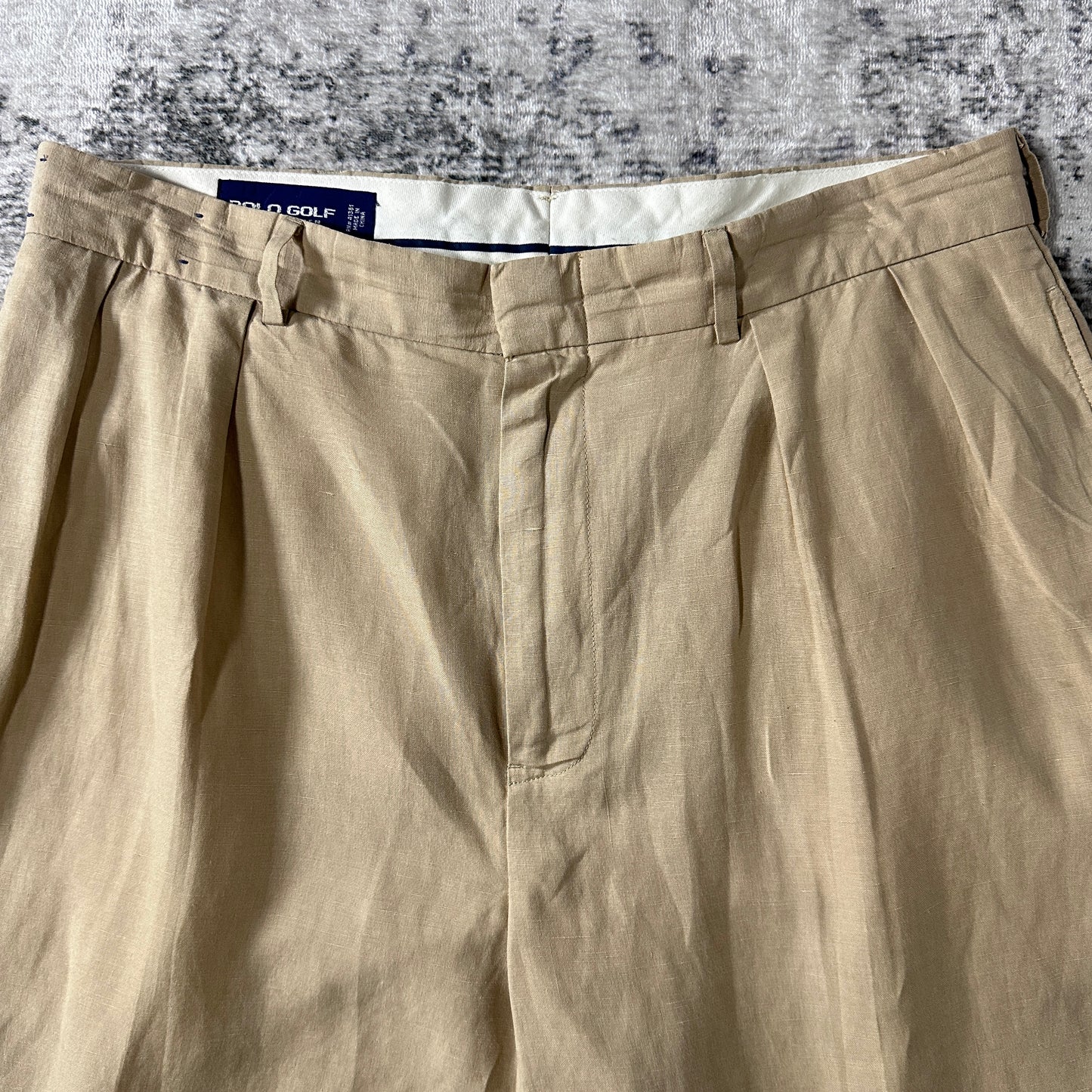 Ralph Lauren Beige Linen Silk Pleated Shorts Size 34　POLO GOLF