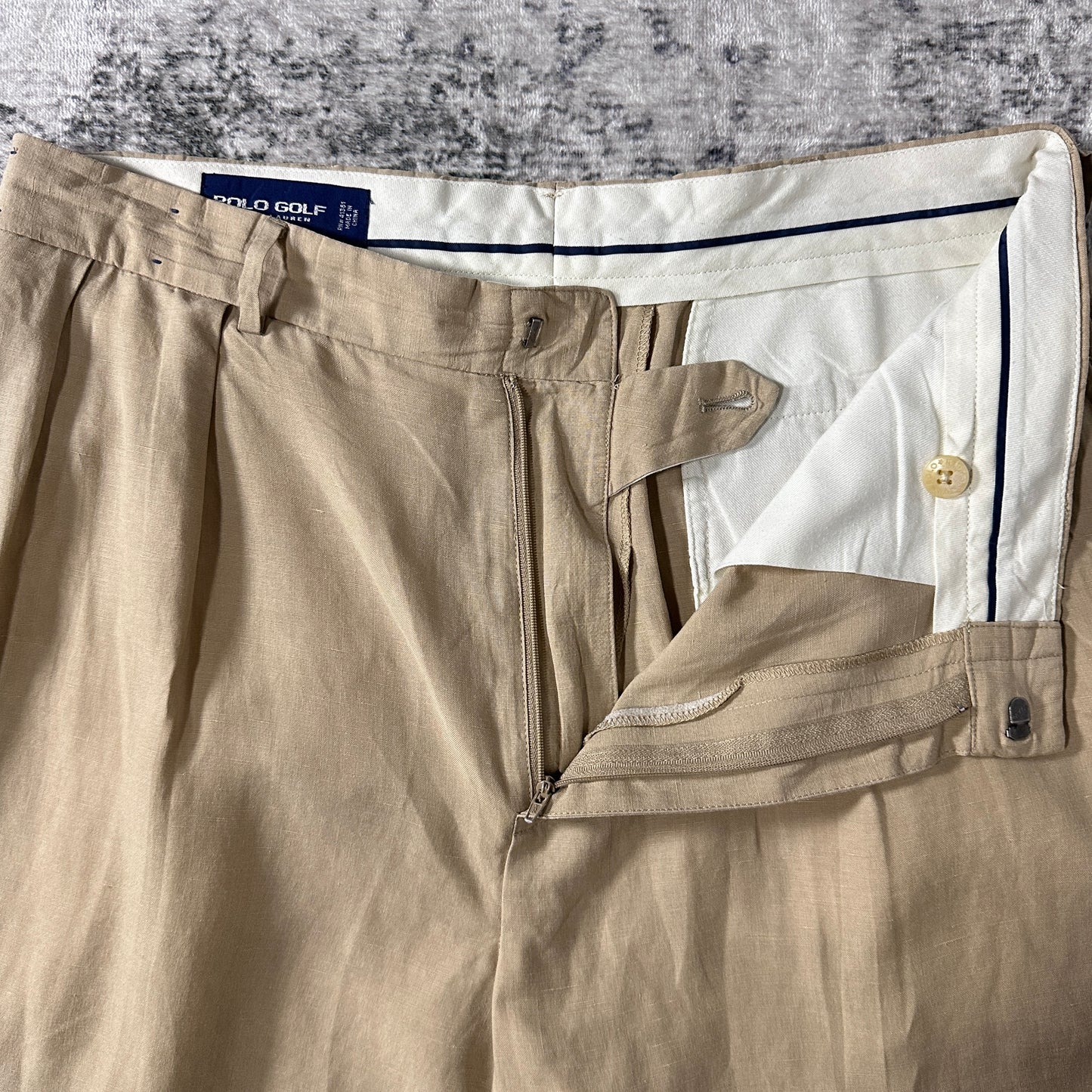 Ralph Lauren Beige Linen Silk Pleated Shorts Size 34　POLO GOLF