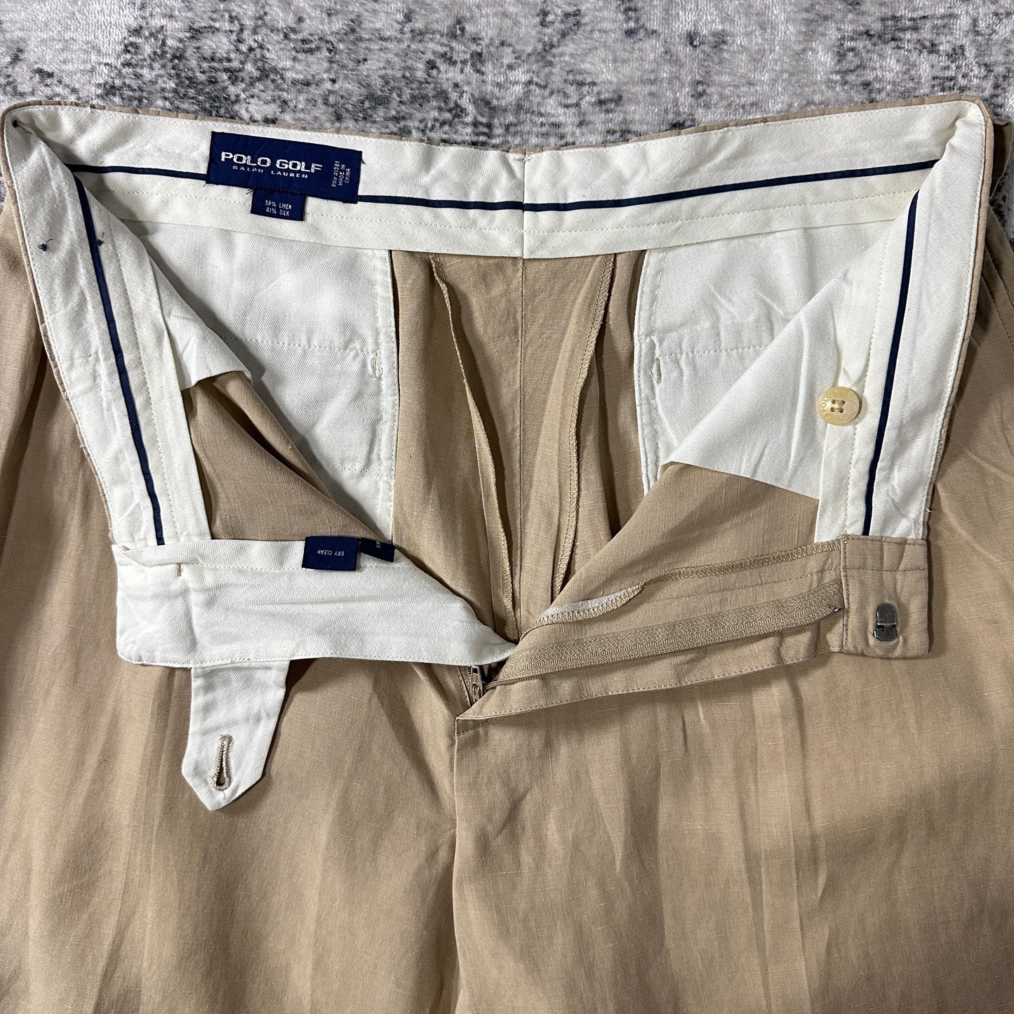 Ralph Lauren Beige Linen Silk Pleated Shorts Size 34　POLO GOLF