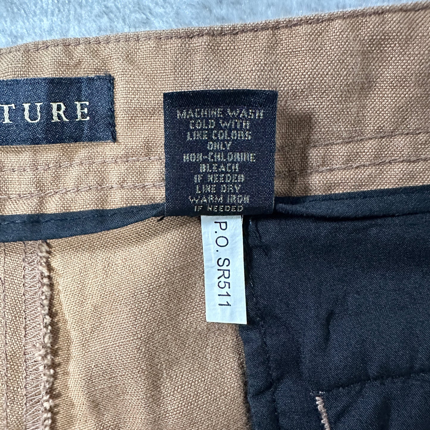 Brown Linen Cotton Cargo Shorts W34