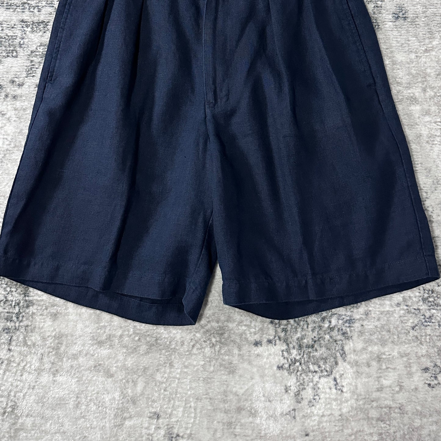 Polo by Ralph Lauren Navy Linen Tyler Pleated Shorts W34