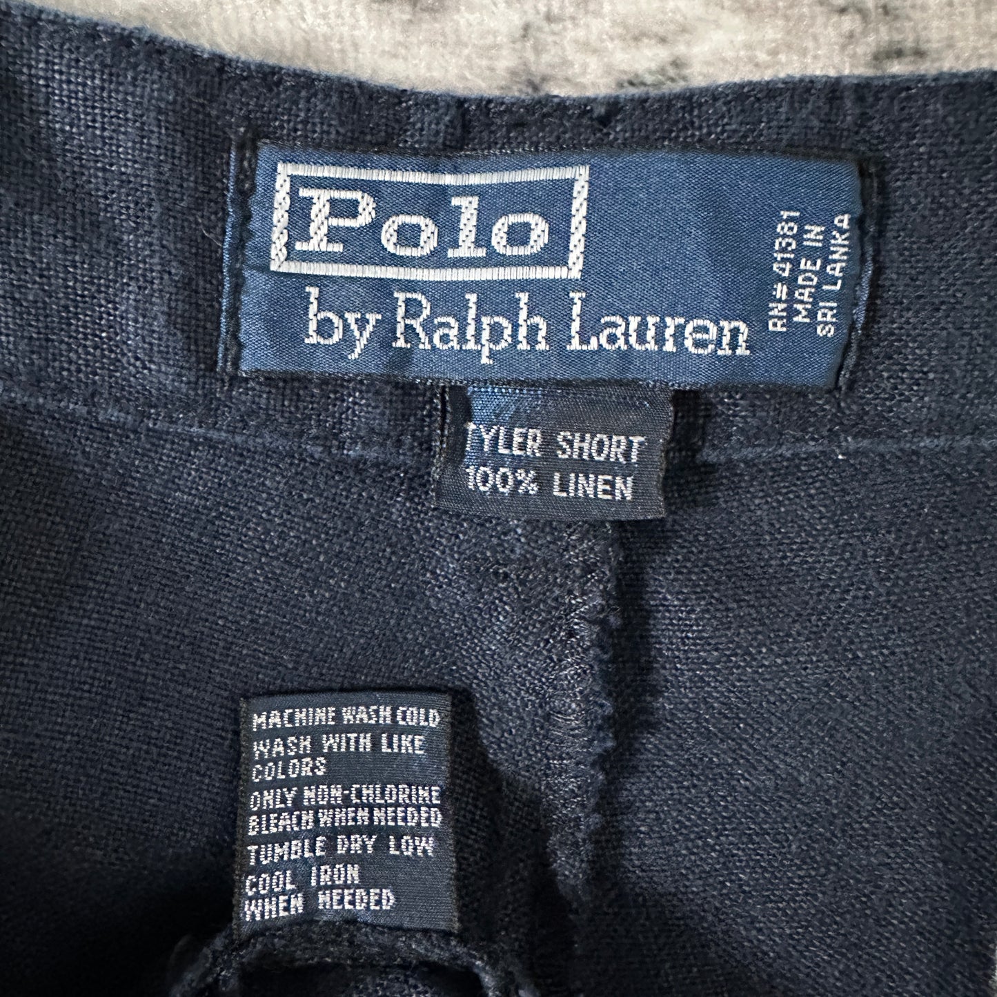 Polo by Ralph Lauren Navy Linen Tyler Pleated Shorts W34