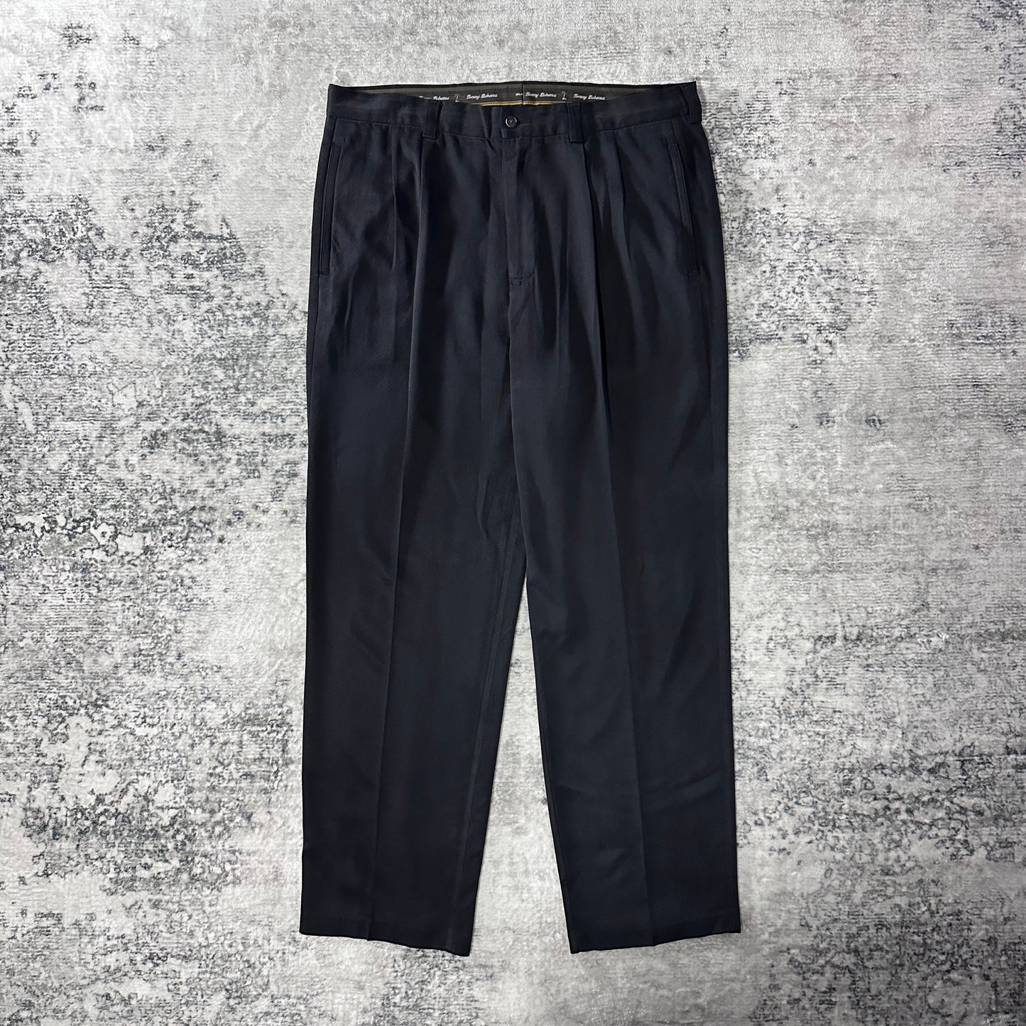 Black 100% Silk Pleated Relax Pants 35×30 Tommy Bahama