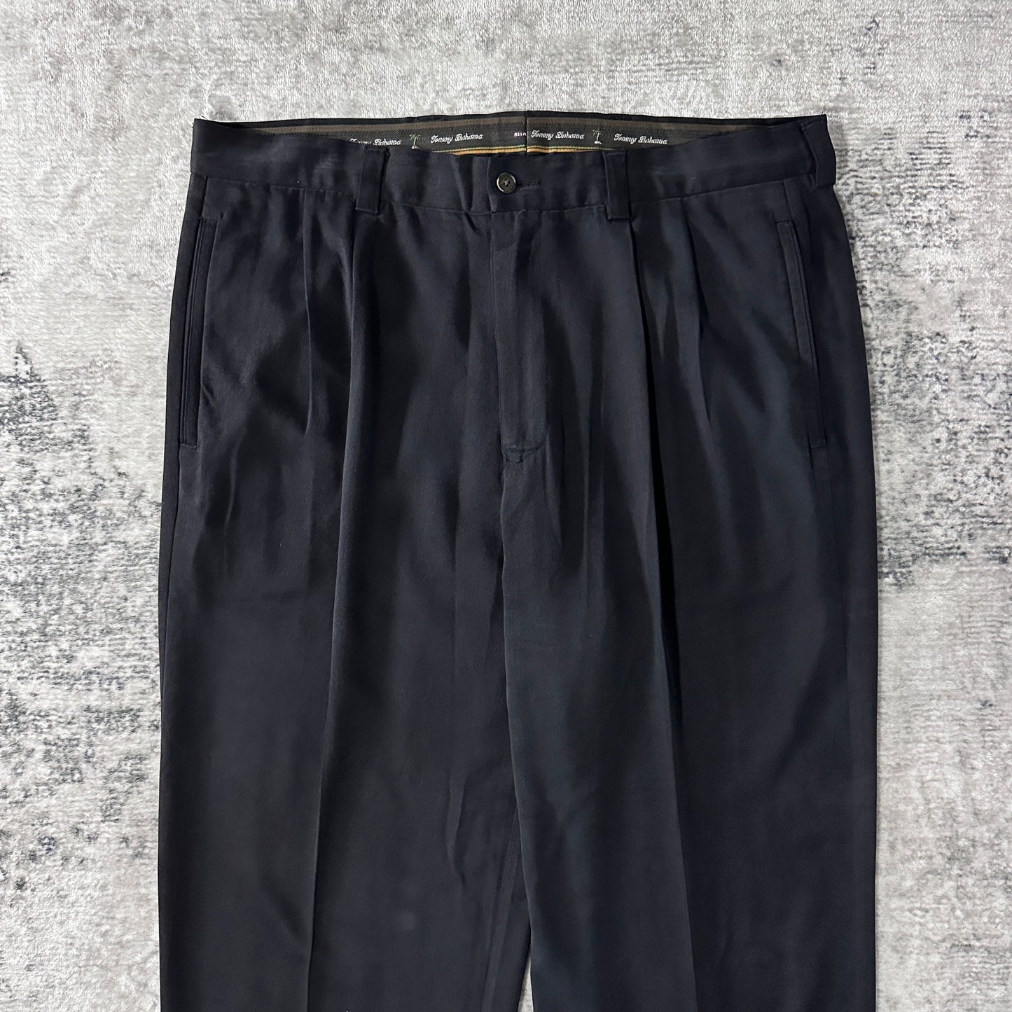 Black 100% Silk Pleated Relax Pants 35×30 Tommy Bahama