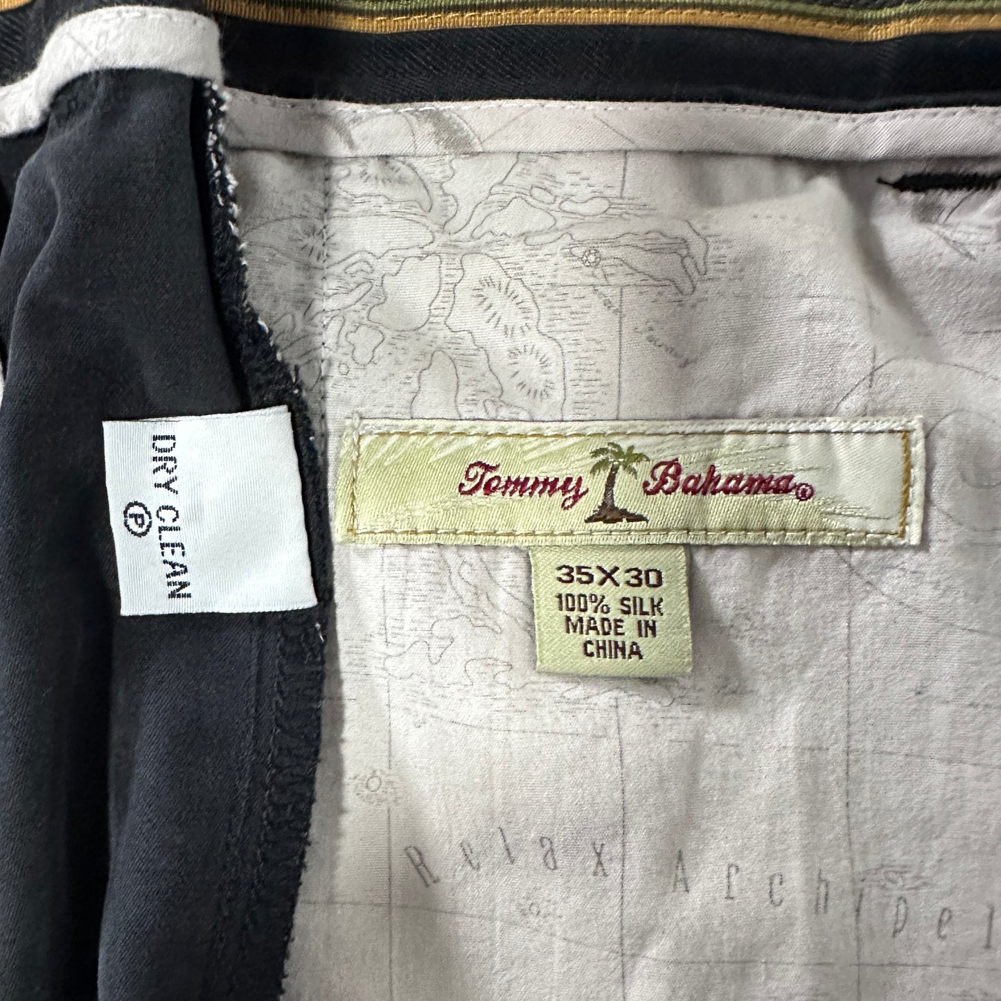 Black 100% Silk Pleated Relax Pants 35×30 Tommy Bahama