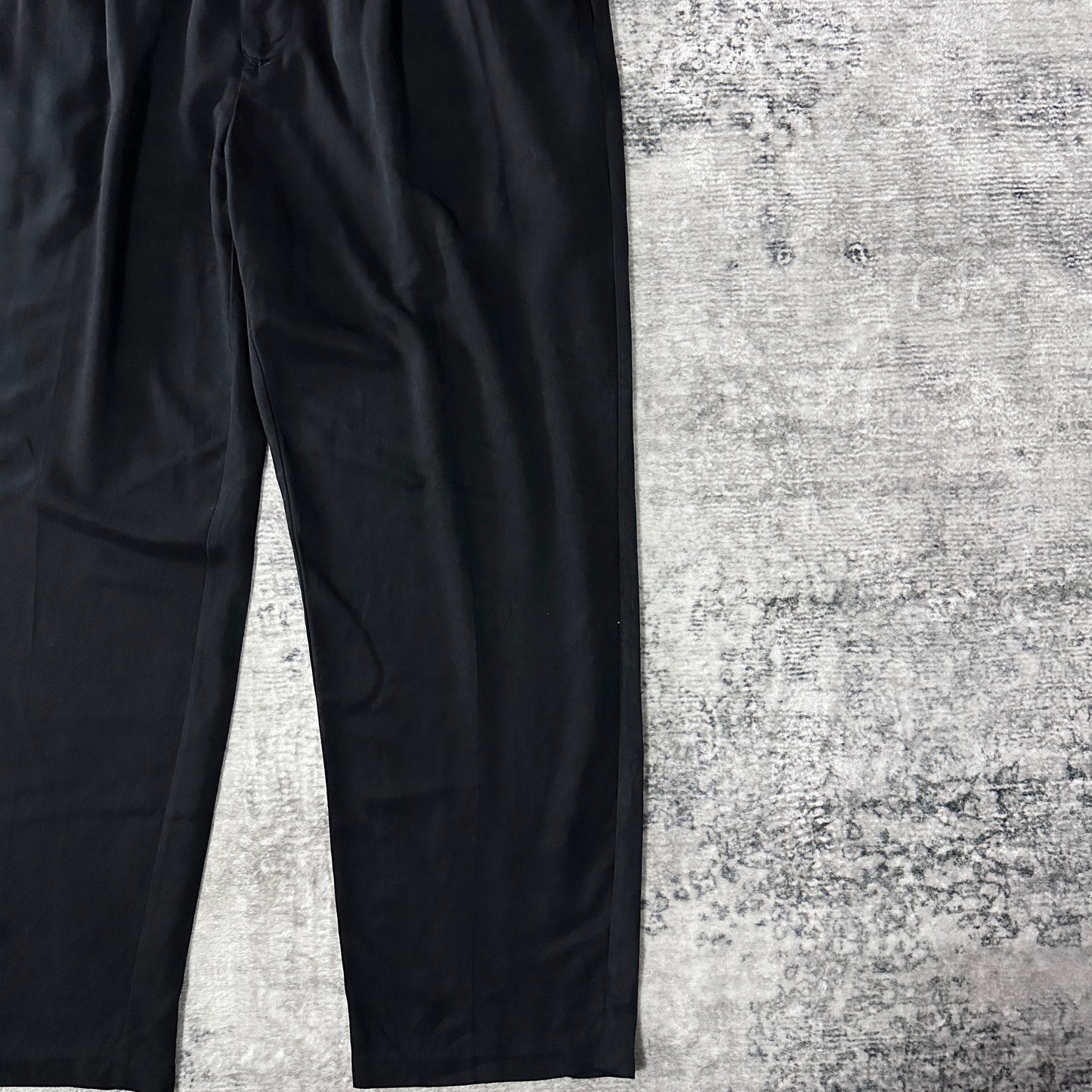 Black 100% Silk Pleated Relax Pants 38×30