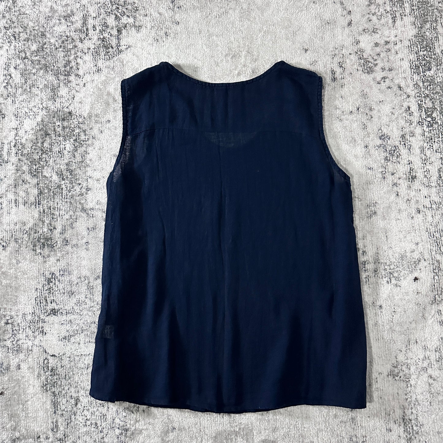 FLAX Linen Cotton Sleeveless Top Navy Size M
