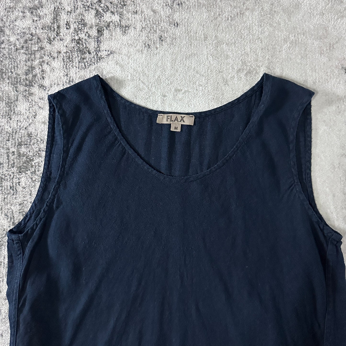 FLAX Linen Cotton Sleeveless Top Navy Size M