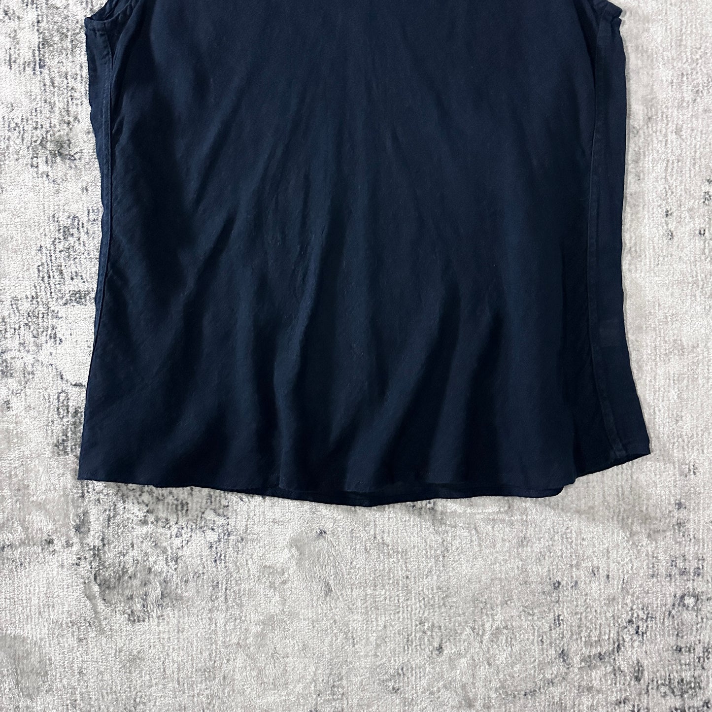 FLAX Linen Cotton Sleeveless Top Navy Size M