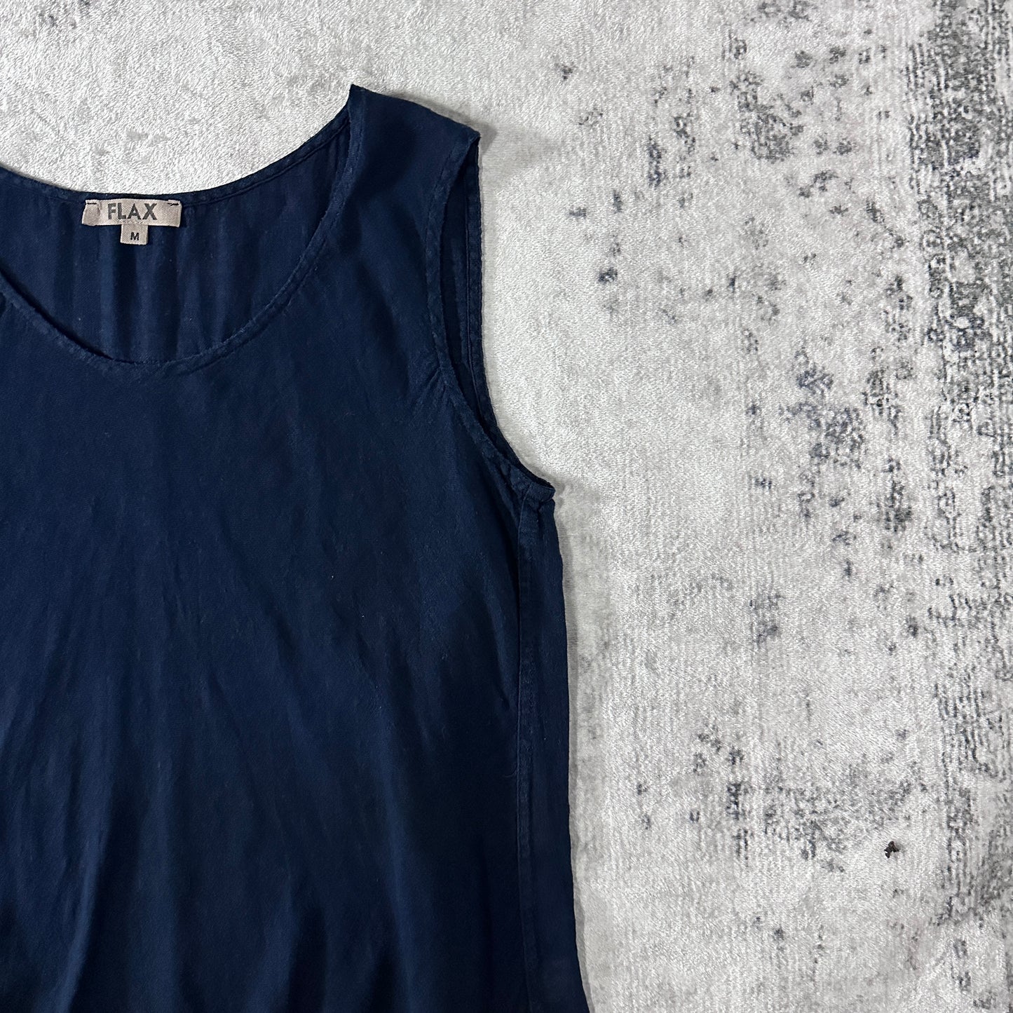 FLAX Linen Cotton Sleeveless Top Navy Size M