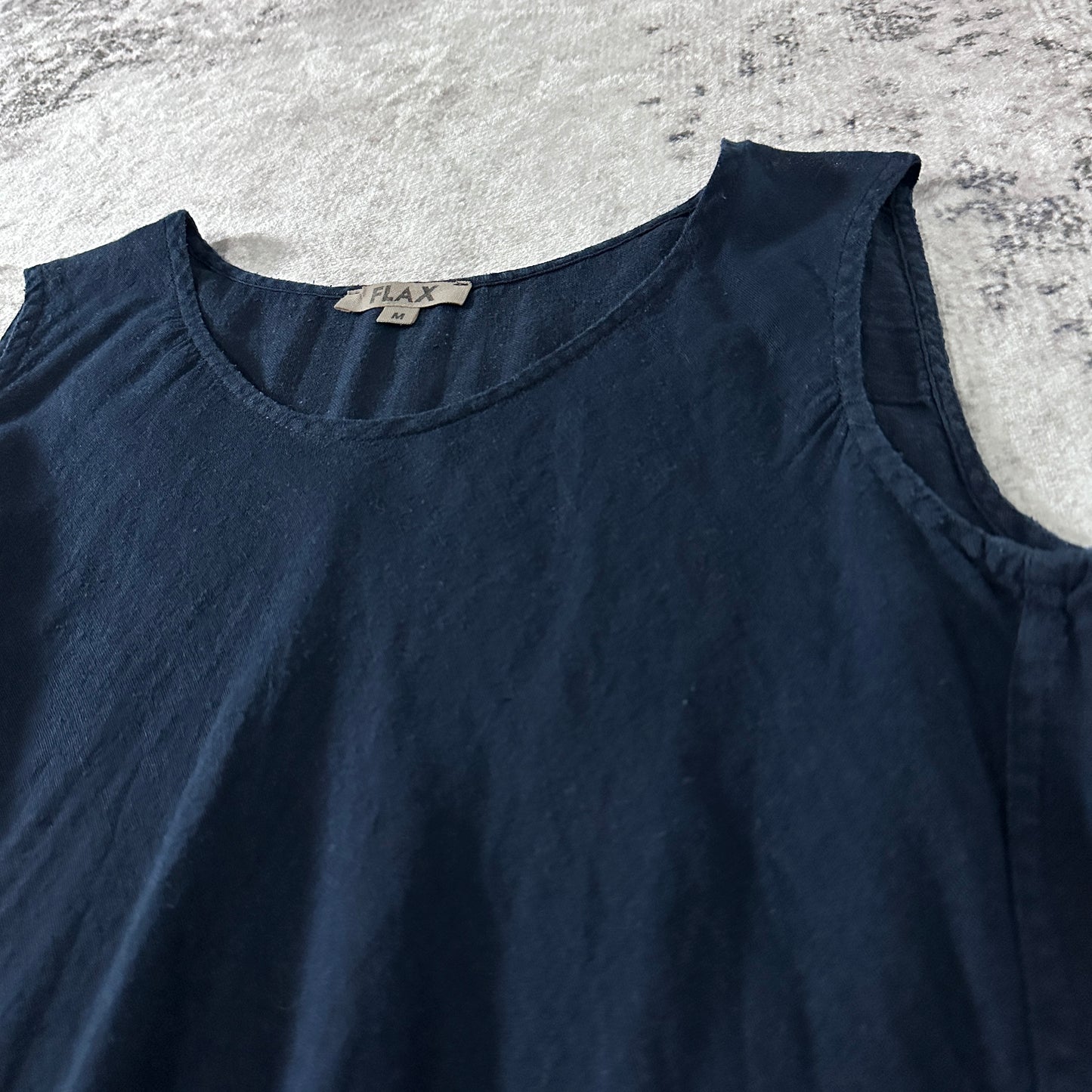 FLAX Linen Cotton Sleeveless Top Navy Size M