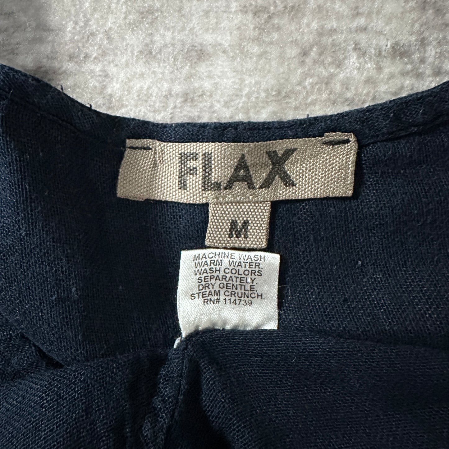 FLAX Linen Cotton Sleeveless Top Navy Size M