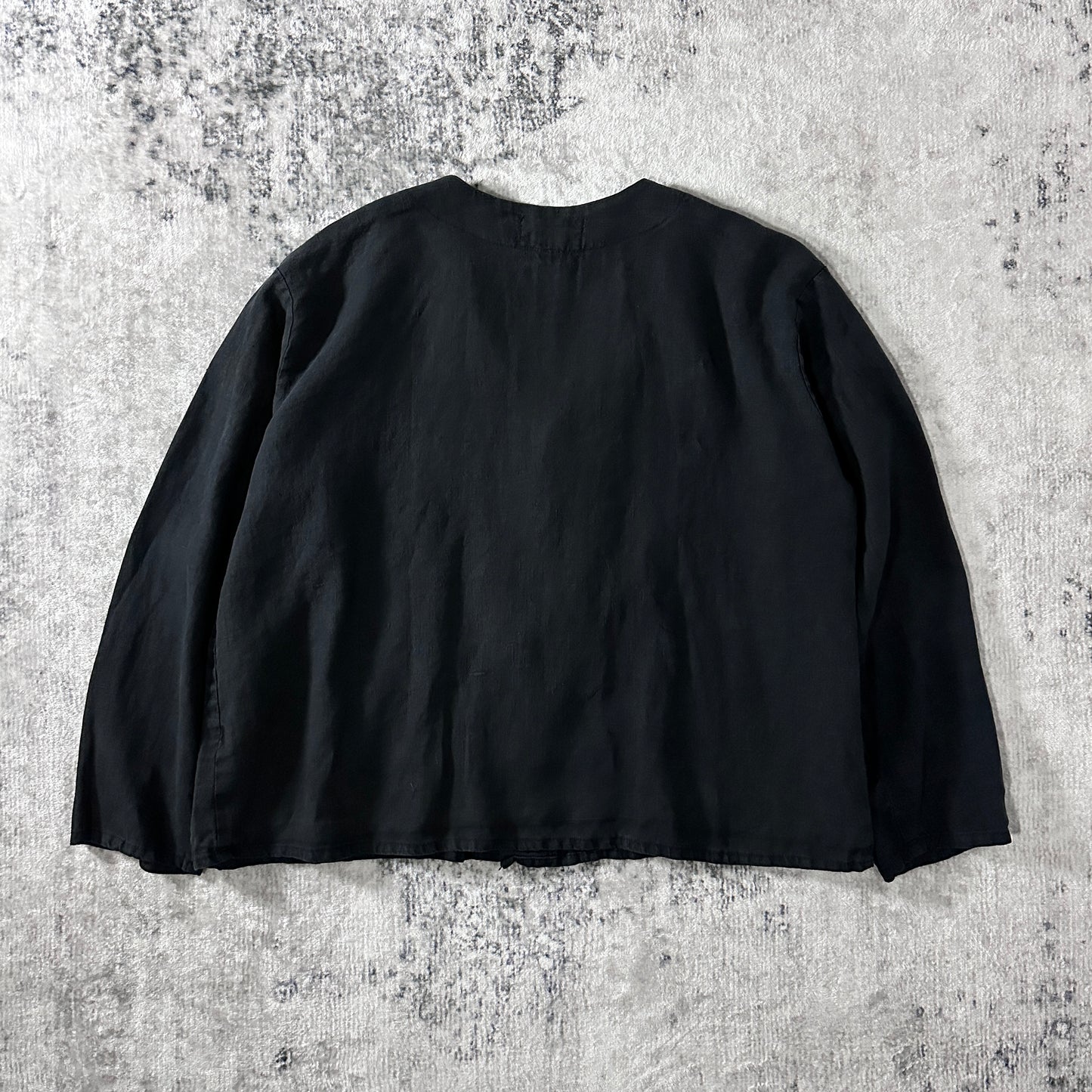 FLAX  Black V-Neck Linen Jacket