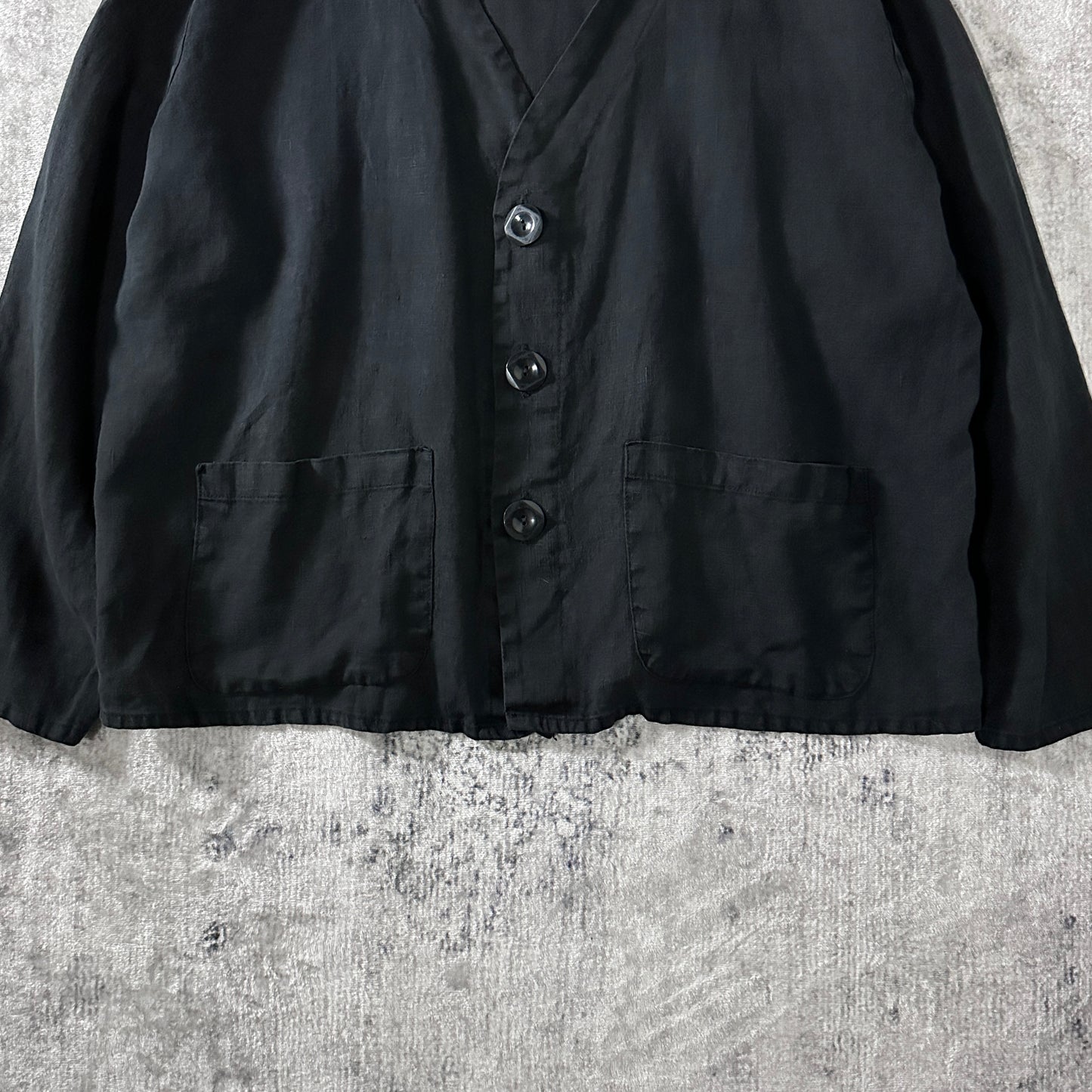 FLAX  Black V-Neck Linen Jacket