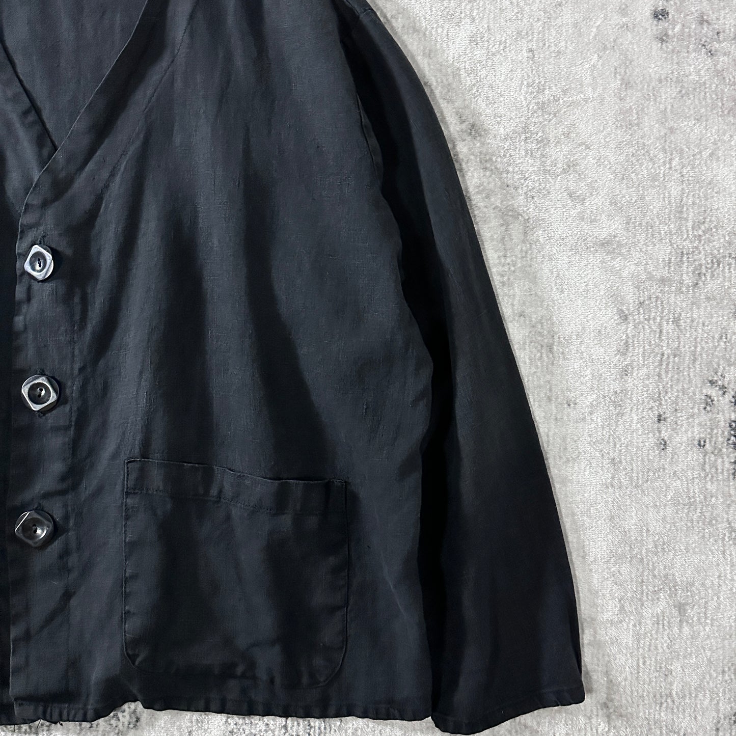 FLAX  Black V-Neck Linen Jacket