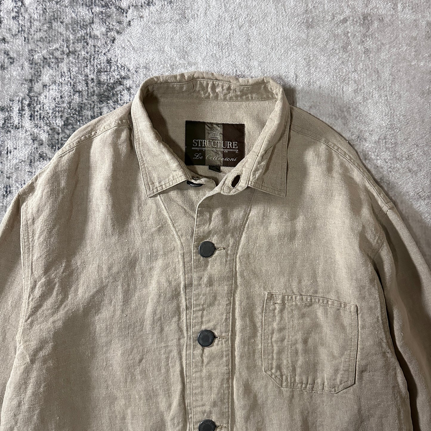 Linen Beige Chore Jacket Size XL STRUCTURE Le Collezioni 100%