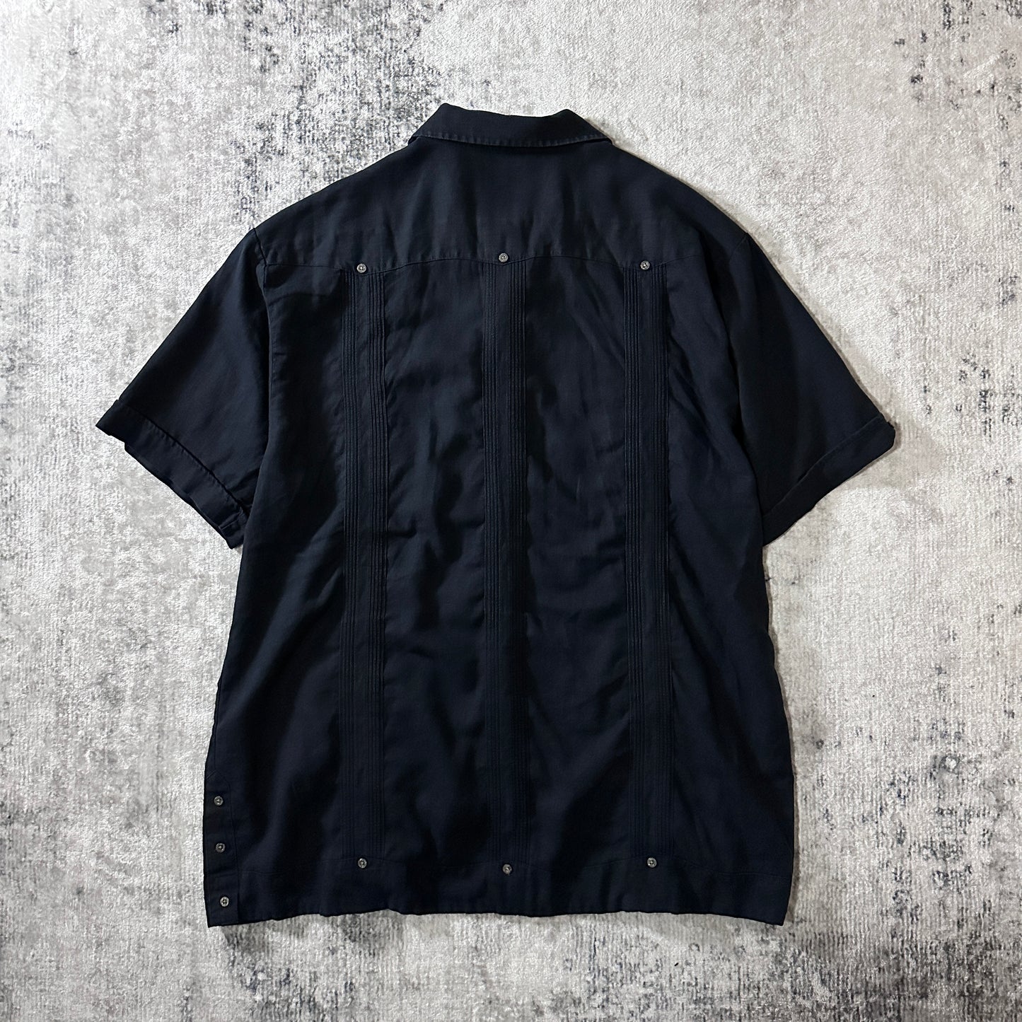 Linen Rayon Black Guayabera Shirt Size L