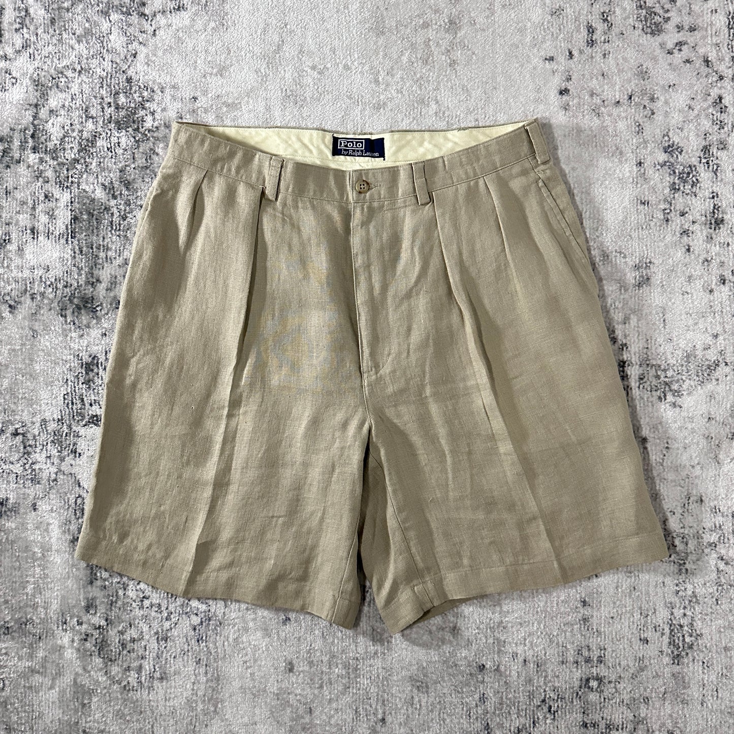 Polo by Ralph Lauren 100% Linen Beige Tyler Shorts Size 36