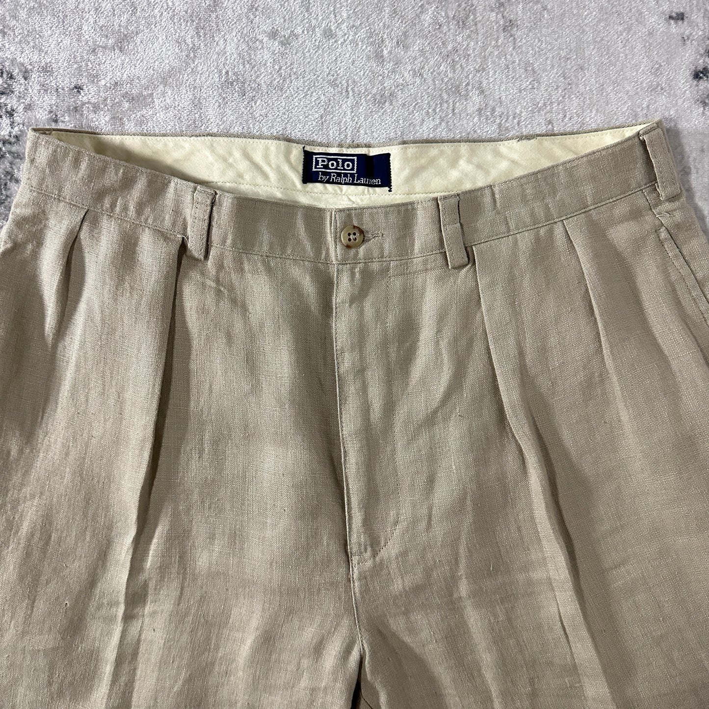 Polo by Ralph Lauren 100% Linen Beige Tyler Shorts Size 36