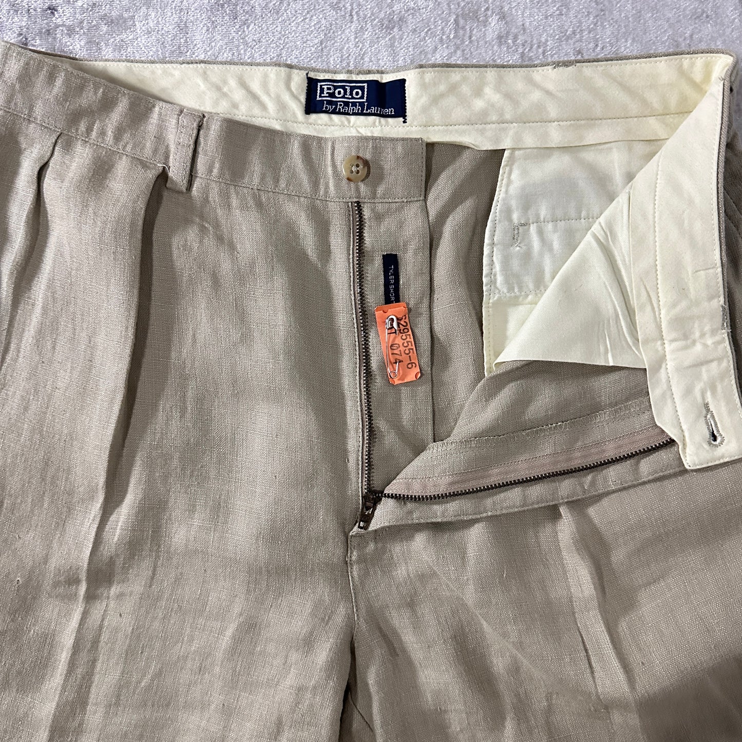 Polo by Ralph Lauren 100% Linen Beige Tyler Shorts Size 36