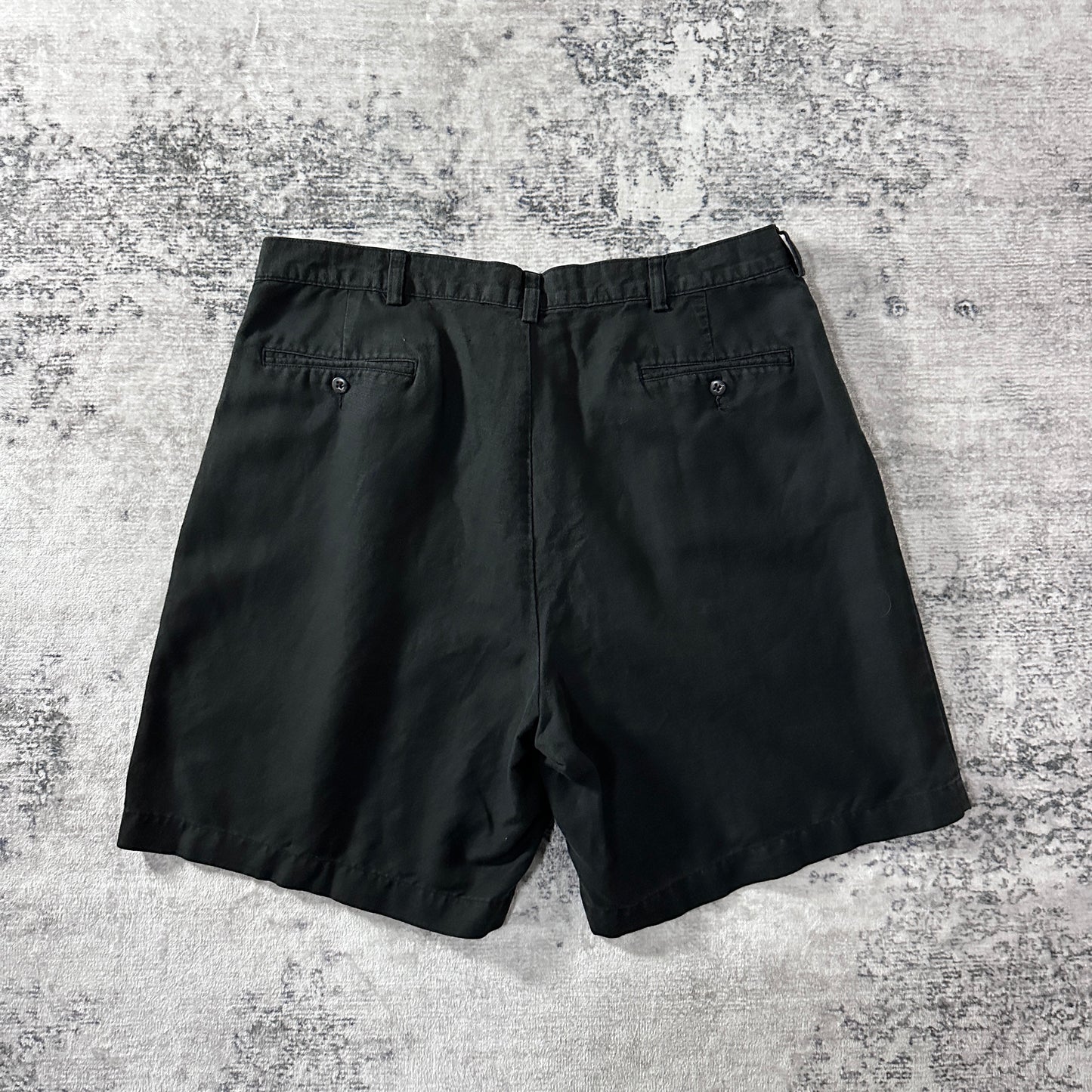 Polo by Ralph Lauren Linen Cotton Pleated Shorts Black Size 38