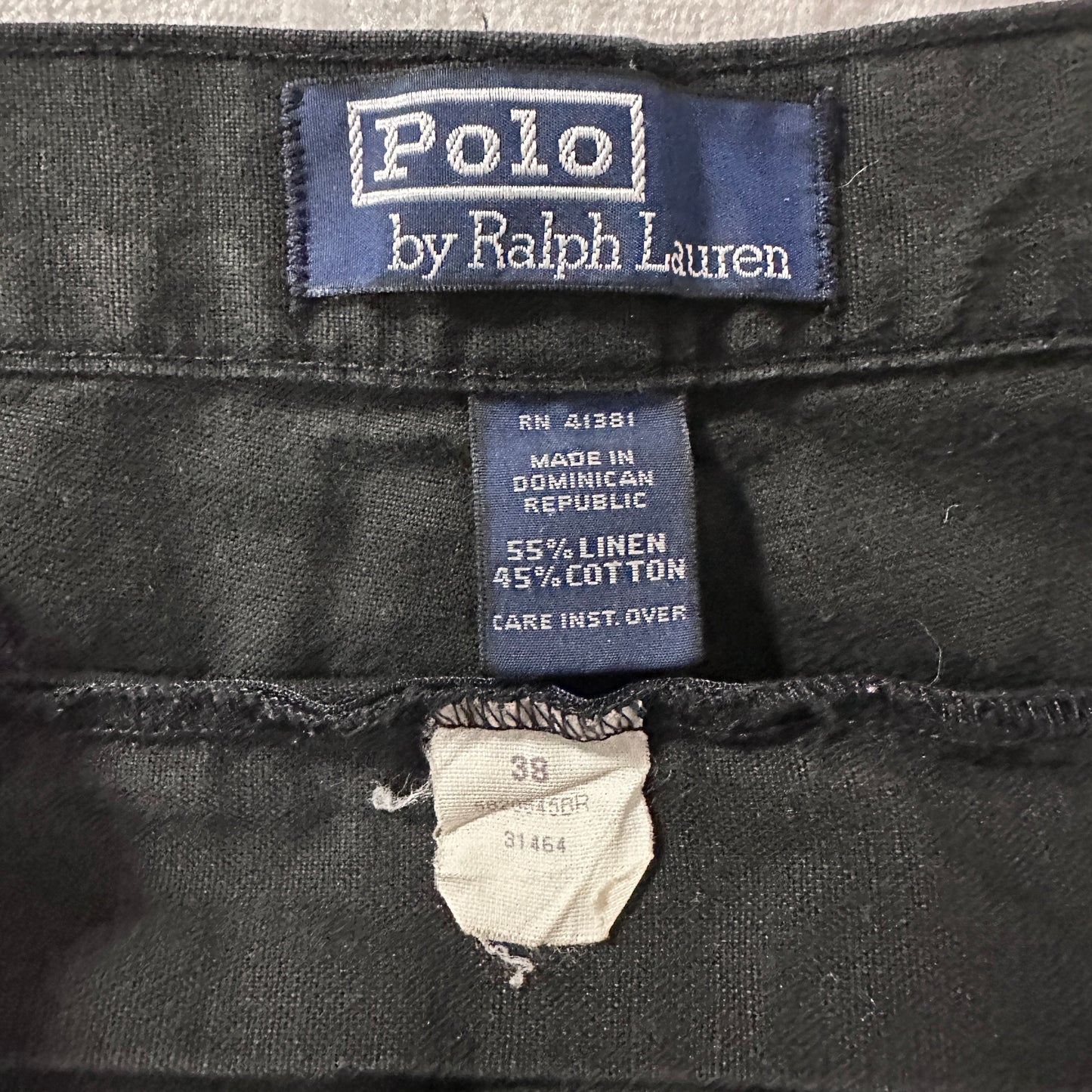 Polo by Ralph Lauren Linen Cotton Pleated Shorts Black Size 38