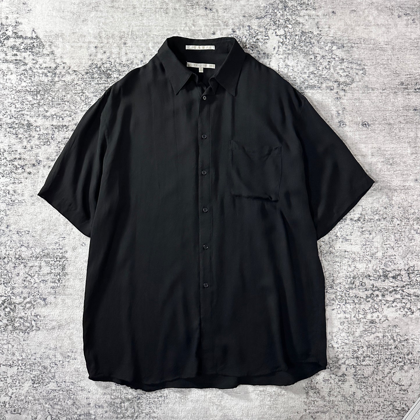 Perry Ellis Silk Short Sleeve Shirt Black L