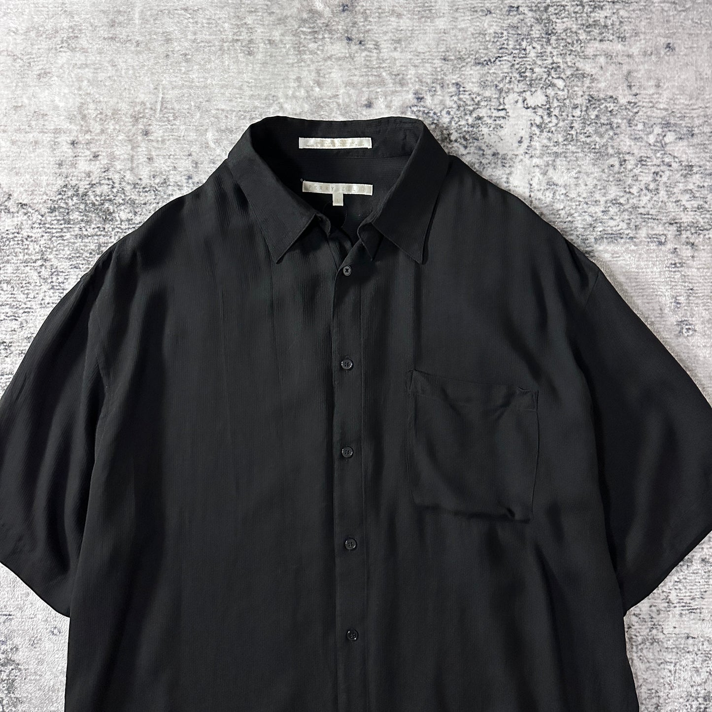 Perry Ellis Silk Short Sleeve Shirt Black L