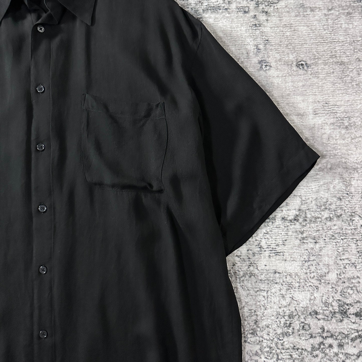 Perry Ellis Silk Short Sleeve Shirt Black L