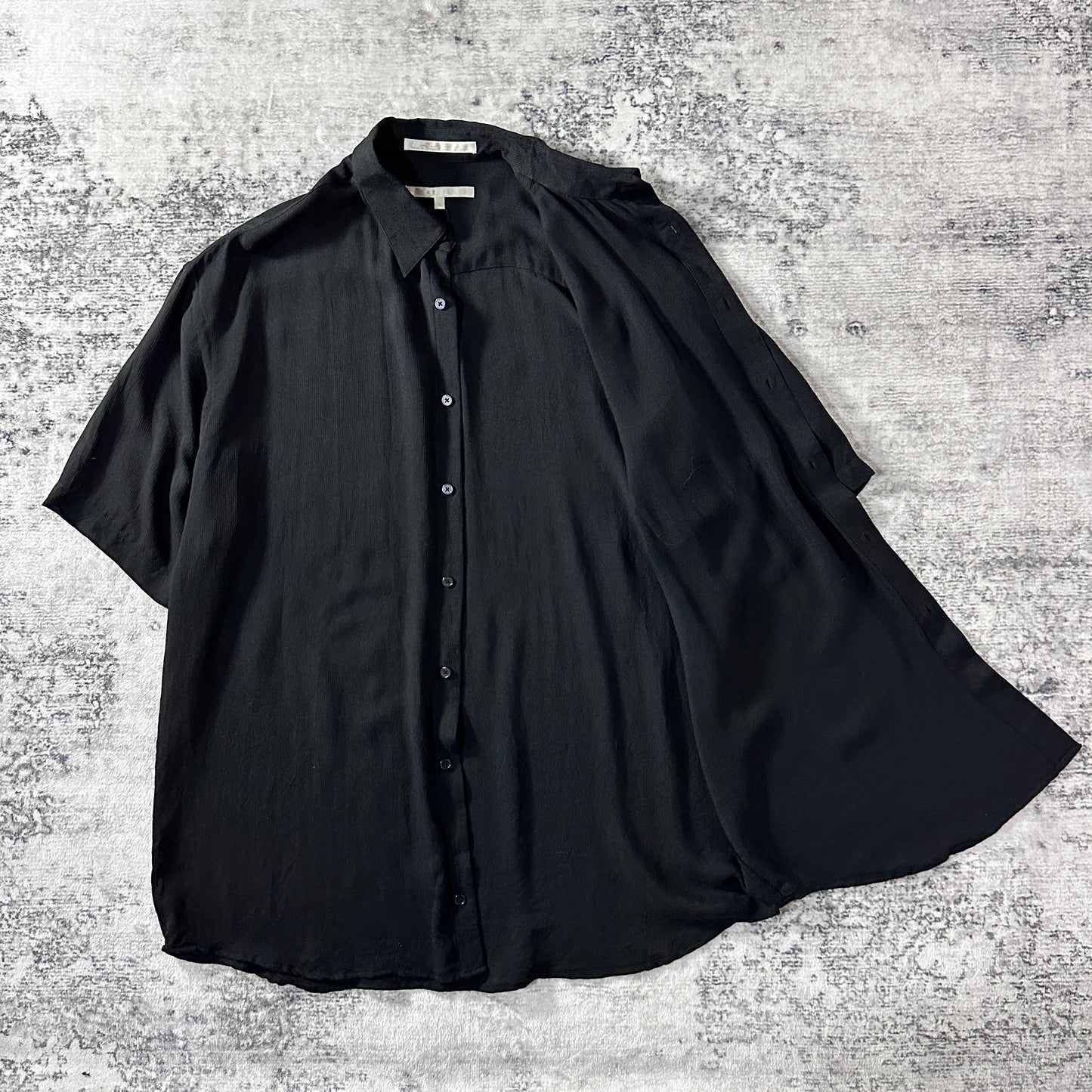 Perry Ellis Silk Short Sleeve Shirt Black L