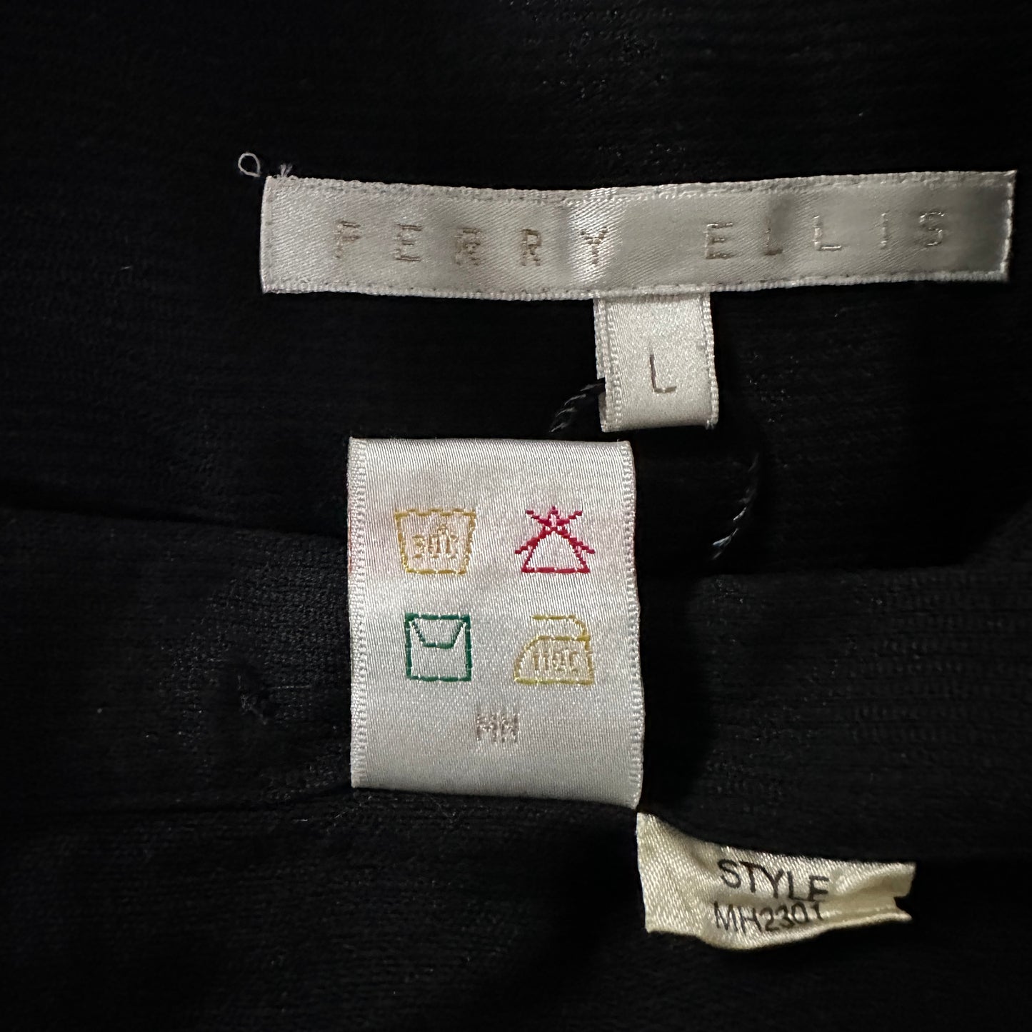 Perry Ellis Silk Short Sleeve Shirt Black L