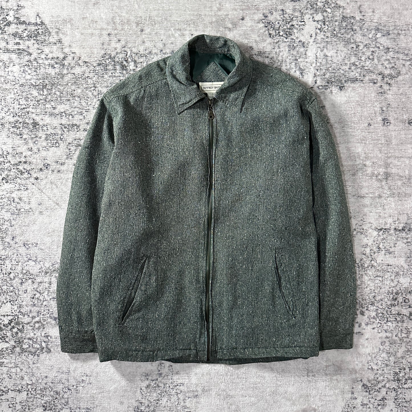 Silk Zip Jacket Green Tweed Texture M