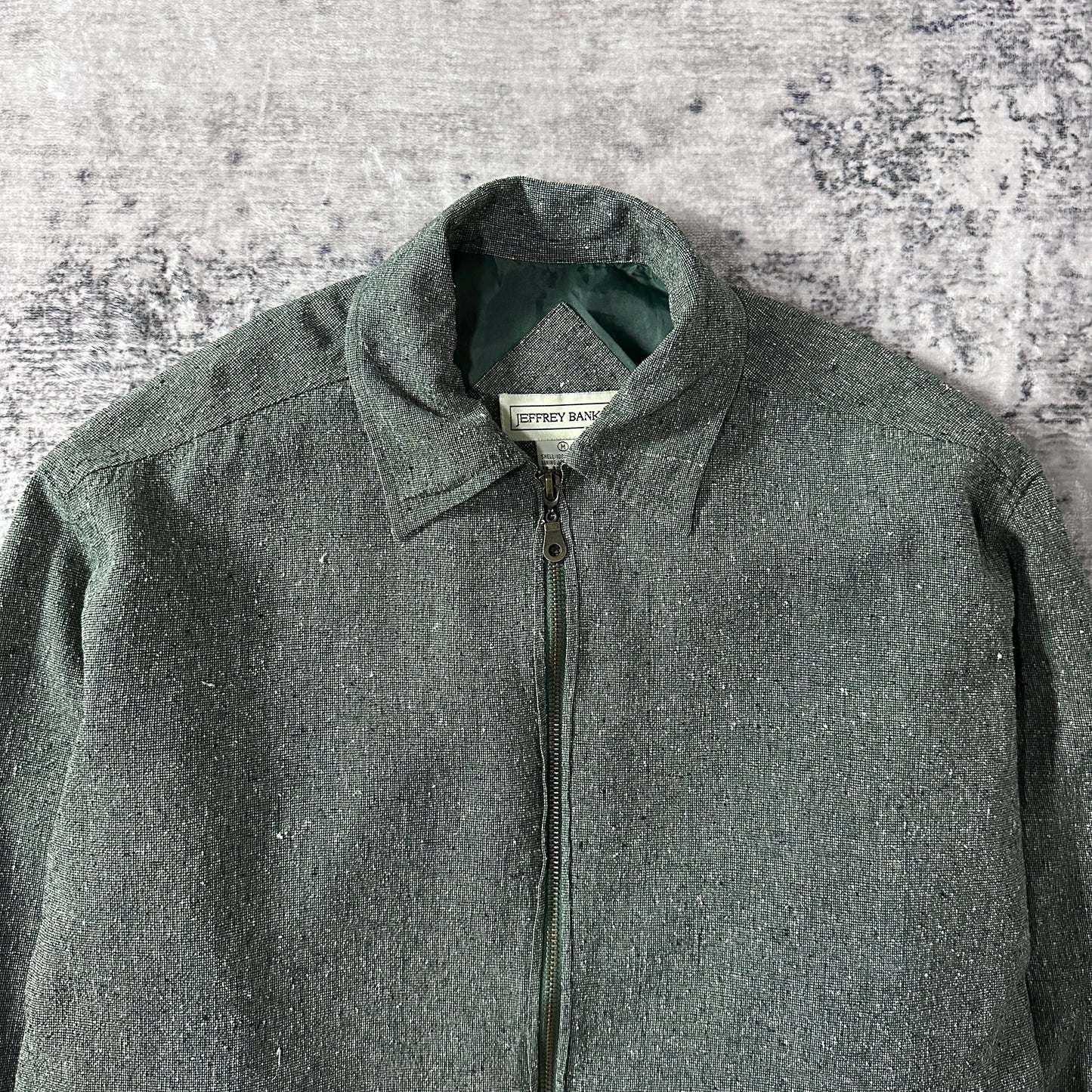 Silk Zip Jacket Green Tweed Texture M