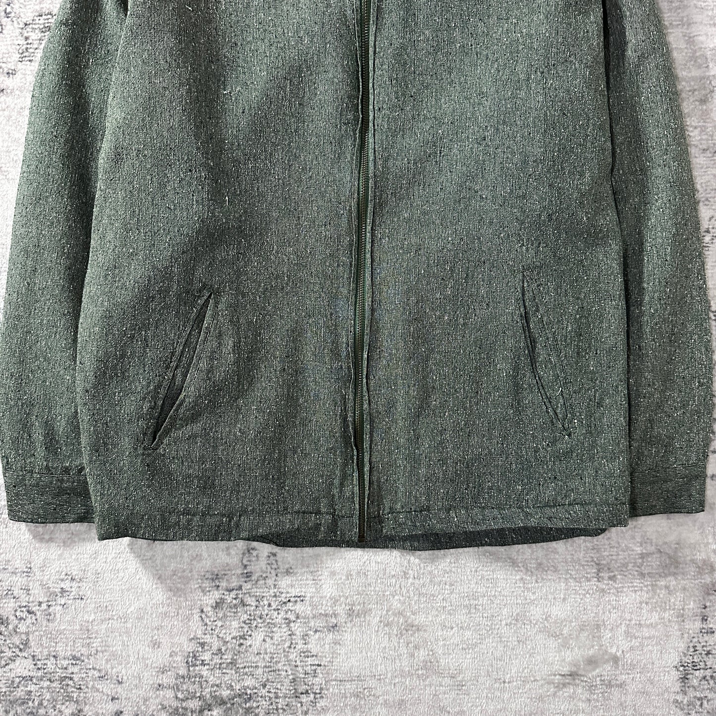 Silk Zip Jacket Green Tweed Texture M