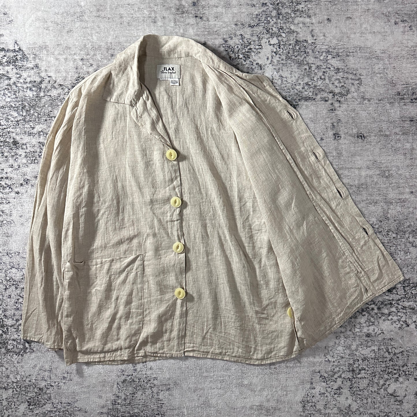 FLAX  Natural Linen Jacket Beige Size M