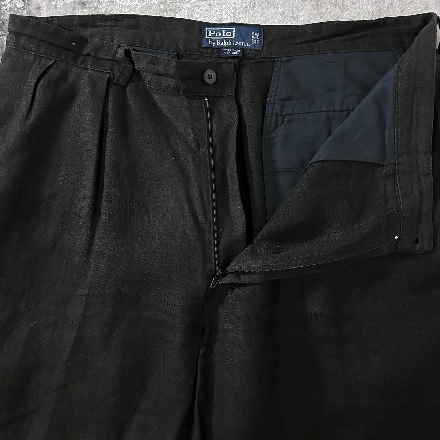 Polo by Ralph Lauren 100% Linen Black Tyler Shorts Size 36