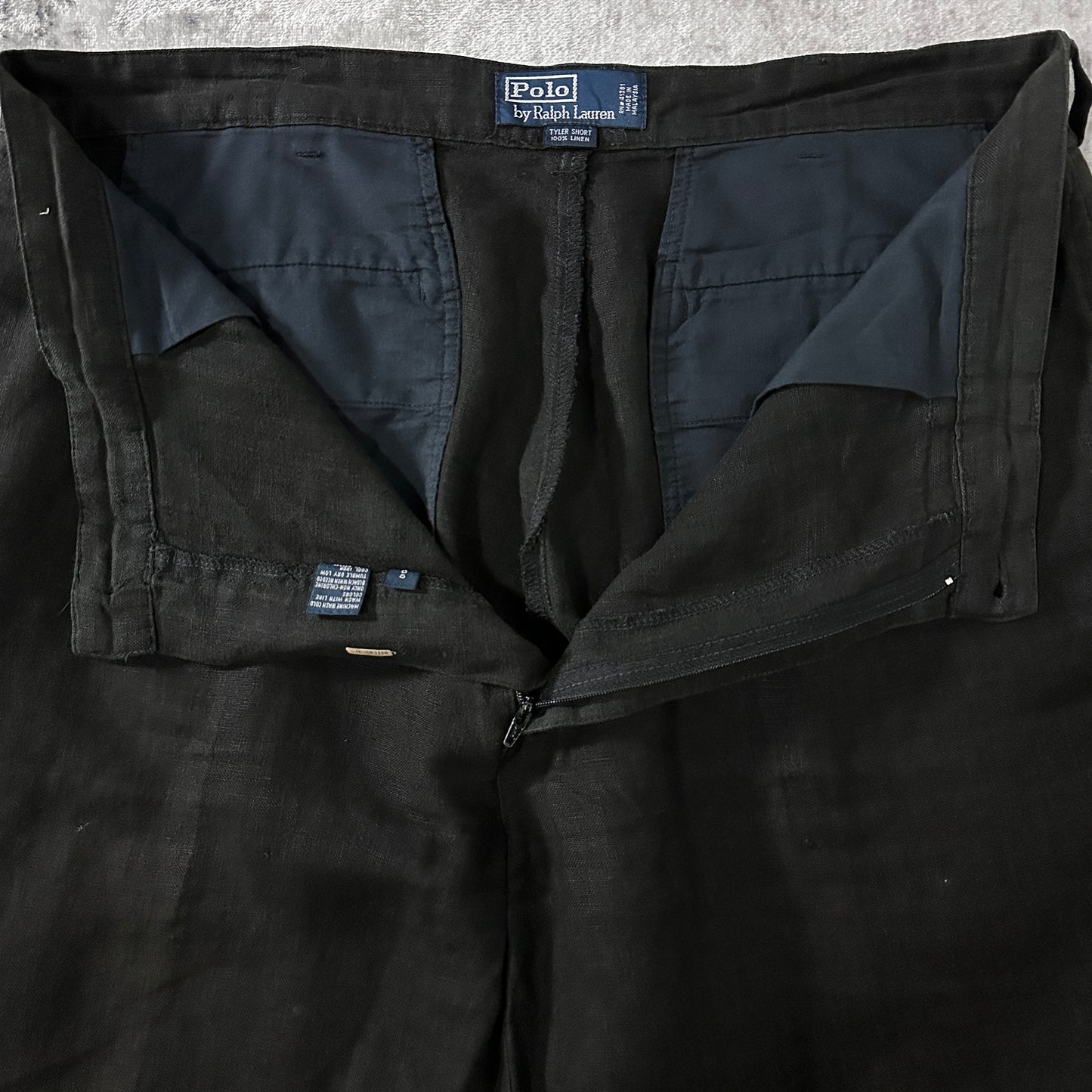 Polo by Ralph Lauren 100% Linen Black Tyler Shorts Size 36