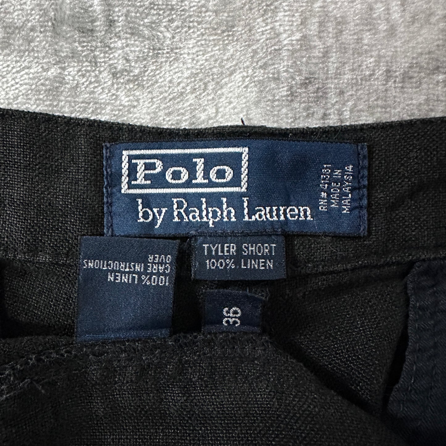 Polo by Ralph Lauren 100% Linen Black Tyler Shorts Size 36