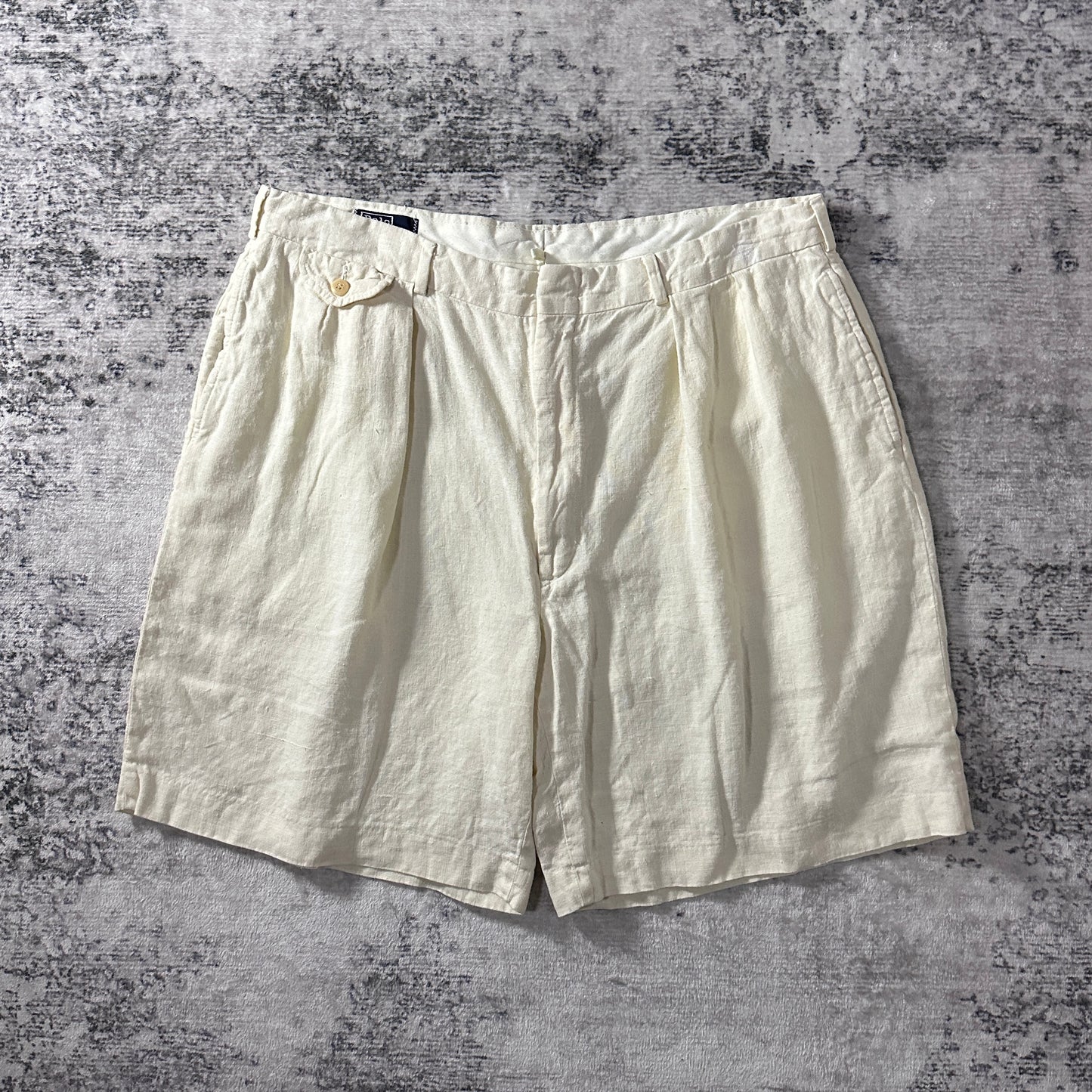 Polo by Ralph Lauren Cream White Linen Pleated Shorts W36