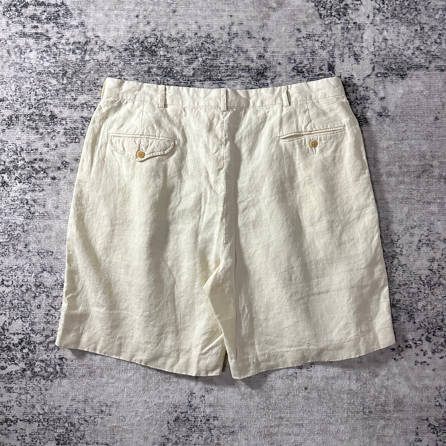 Polo by Ralph Lauren Cream White Linen Pleated Shorts W36