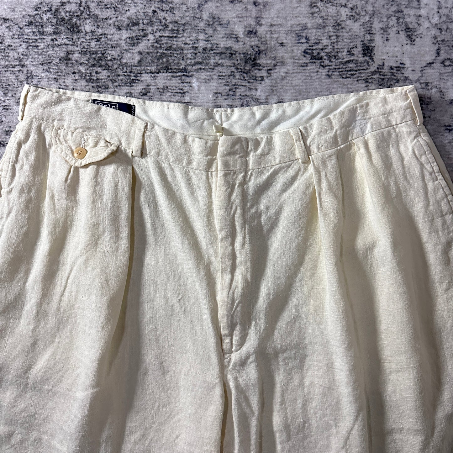 Polo by Ralph Lauren Cream White Linen Pleated Shorts W36