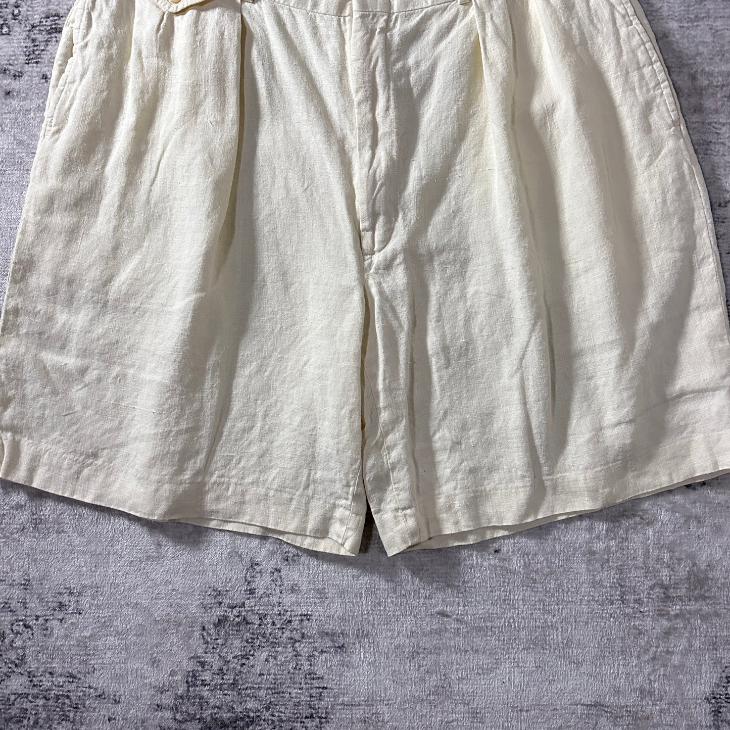 Polo by Ralph Lauren Cream White Linen Pleated Shorts W36