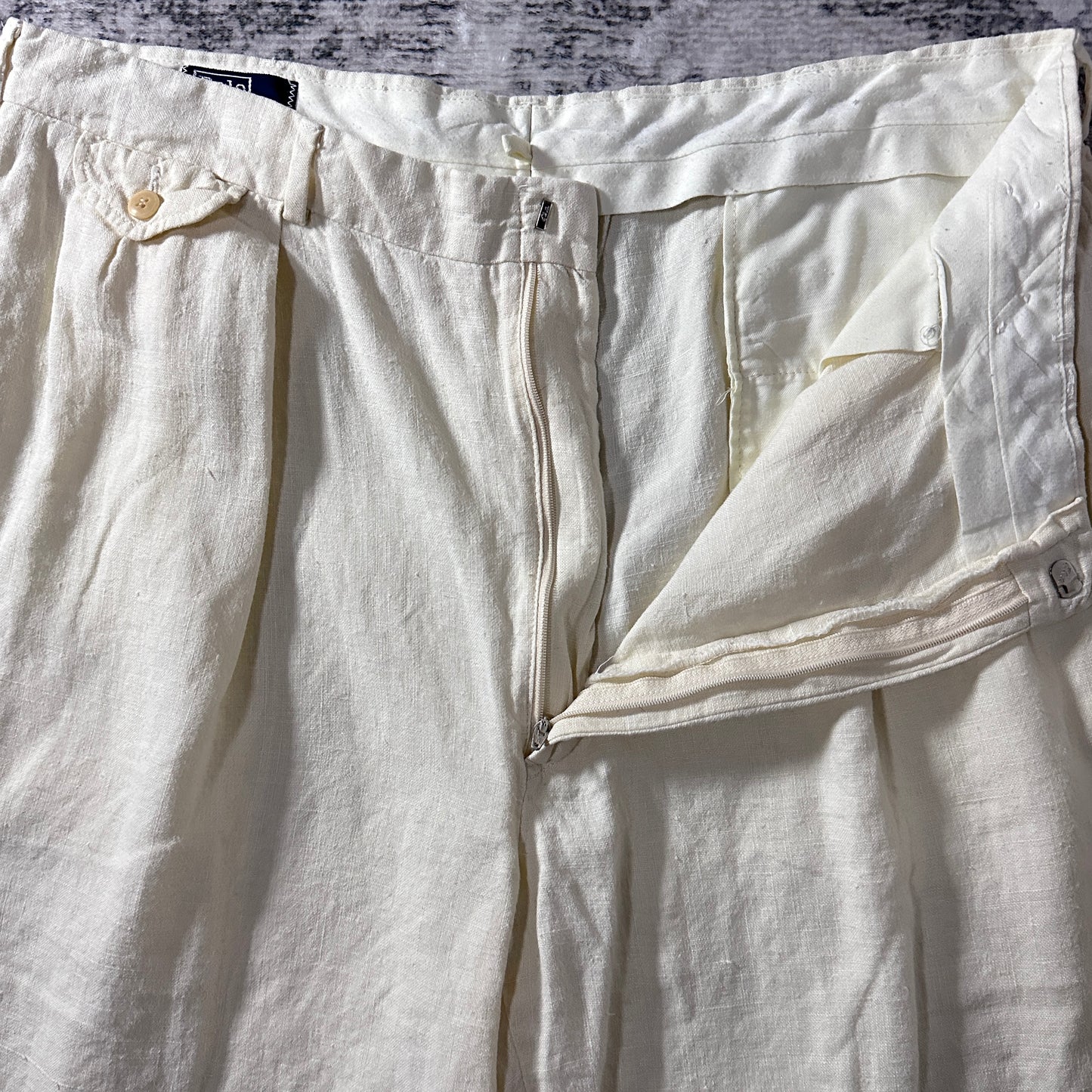 Polo by Ralph Lauren Cream White Linen Pleated Shorts W36