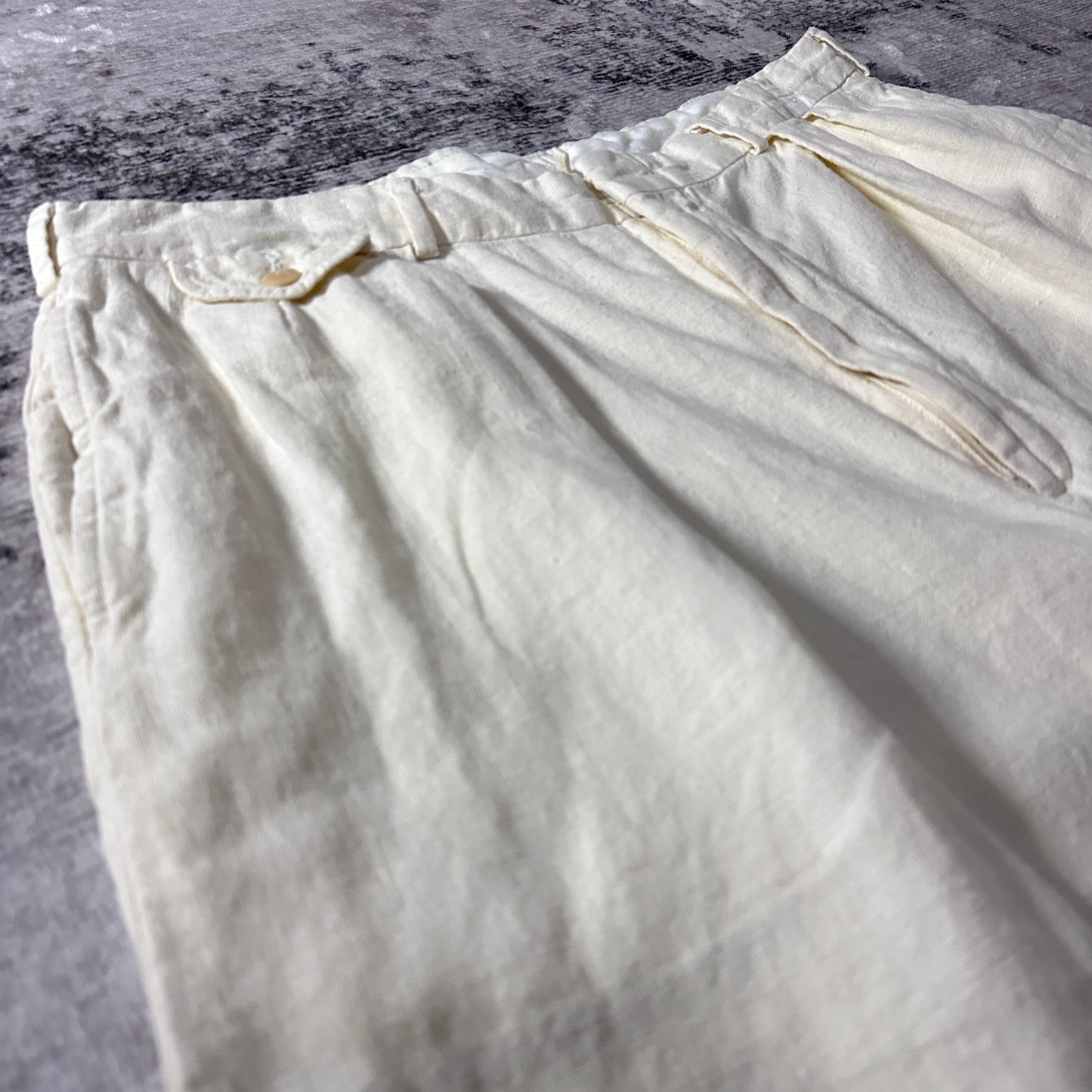 Polo by Ralph Lauren Cream White Linen Pleated Shorts W36