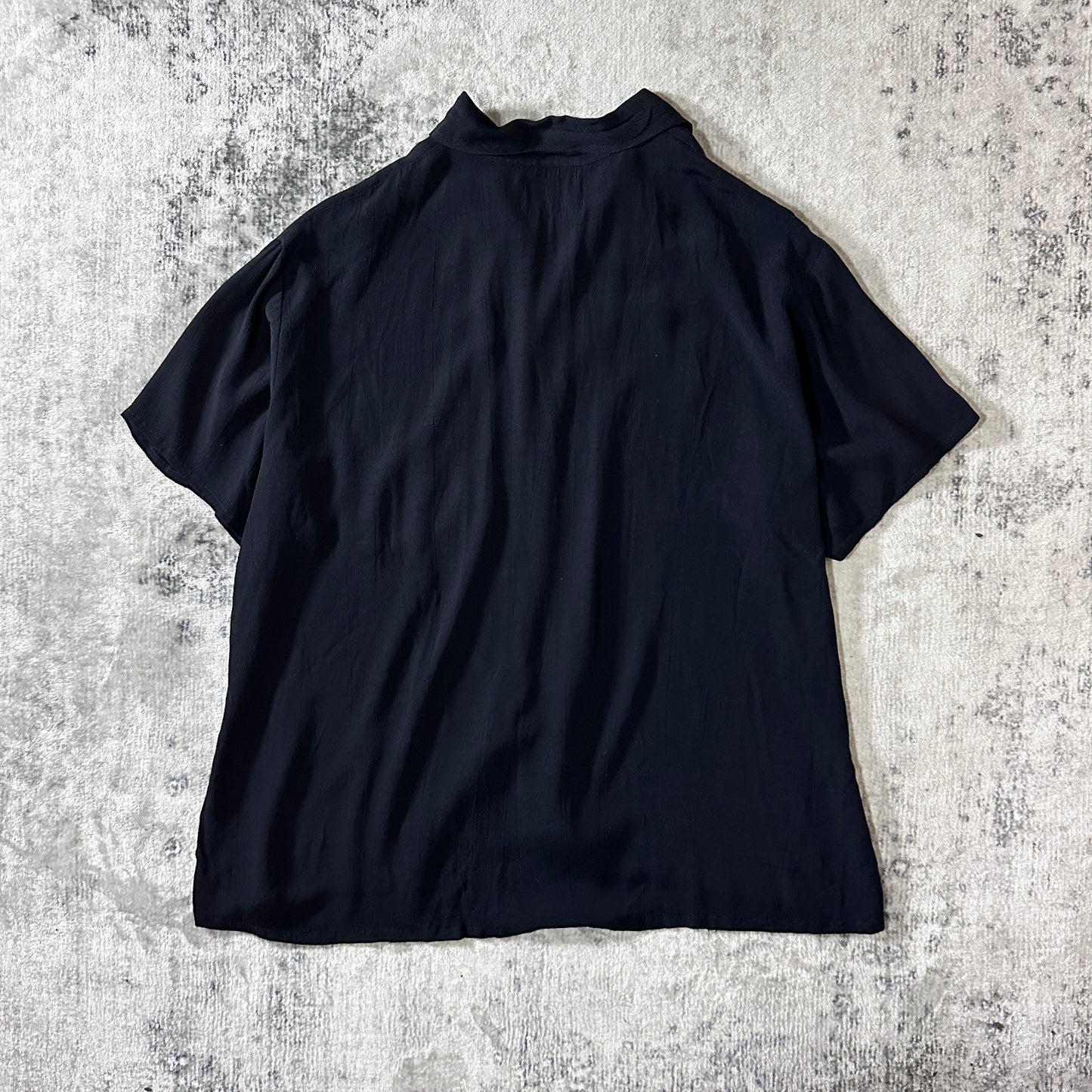 FLAX Black Rayon Short Sleeve Shirt Size Medium
