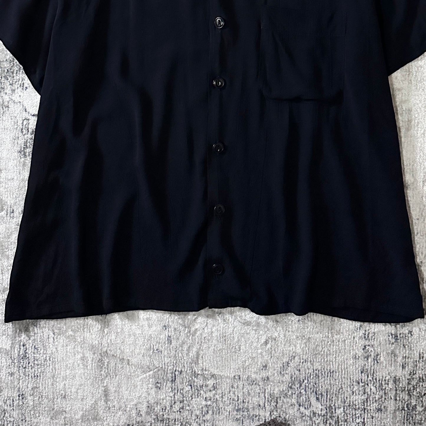 FLAX Black Rayon Short Sleeve Shirt Size Medium