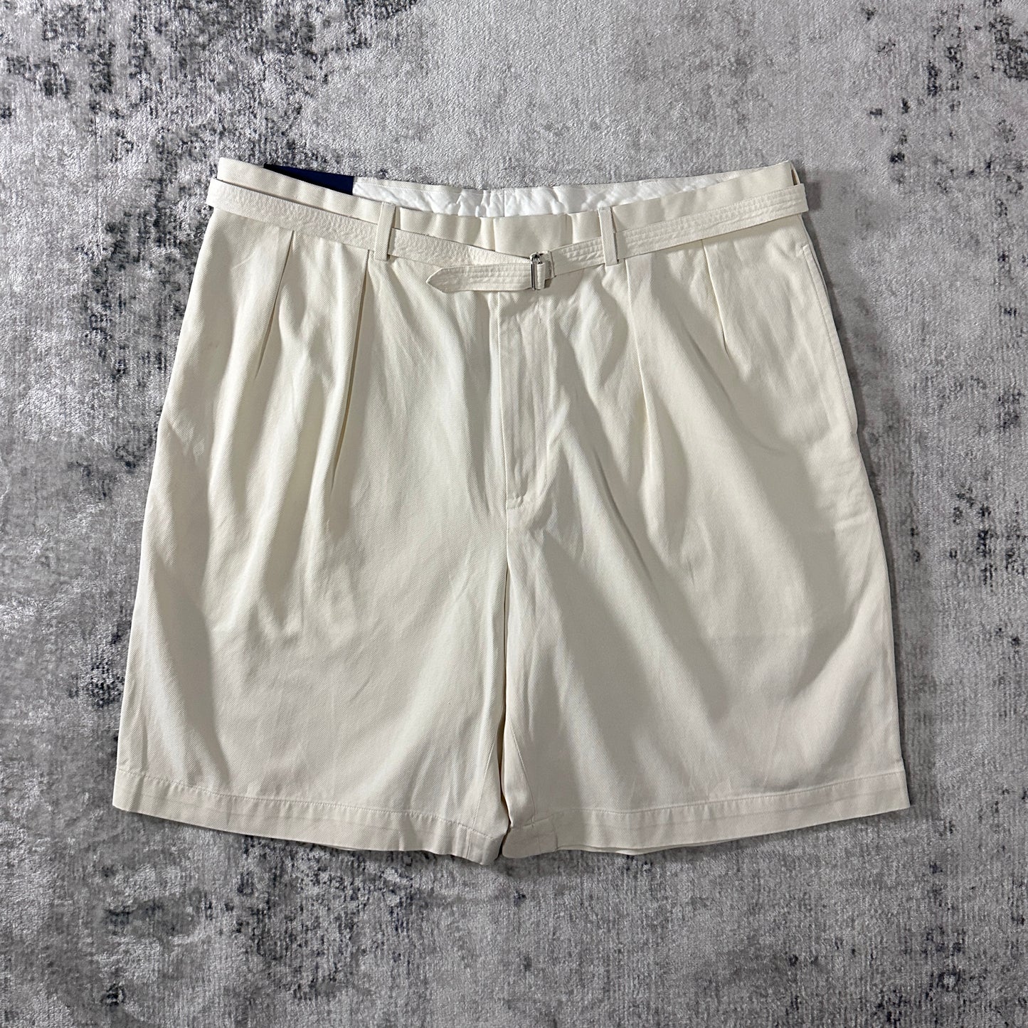 Silk Cotton White Pleated Shorts Size 38　Polo Golf Ralph Lauren